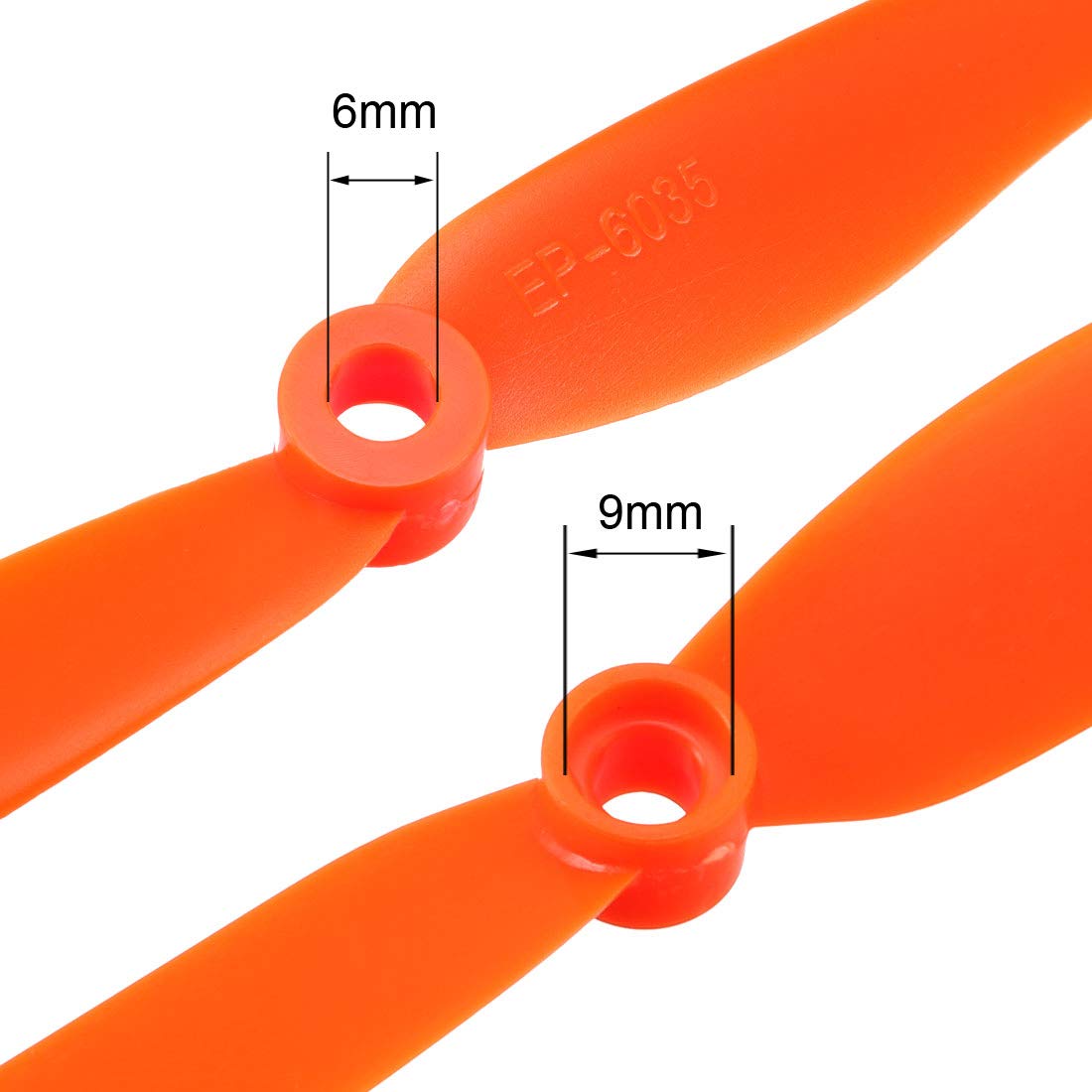 uxcell RC Propellers CW 6035 6x3.5 Inch 2-Vane Fixed-Wing for Airplane Toy, Nylon Orange 10pcs with Adapter Rings