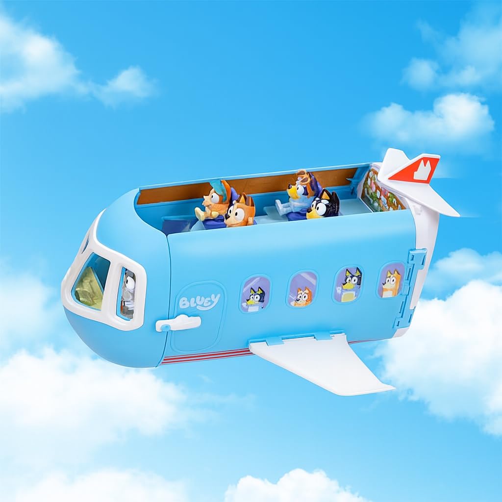 Bluey 3-in-1 Transforming Airplane Toys for Kids Playset, Turns into Resort & Boat, Airplane Toys for Kids 5-8 Includes Exclusive Captain Figure