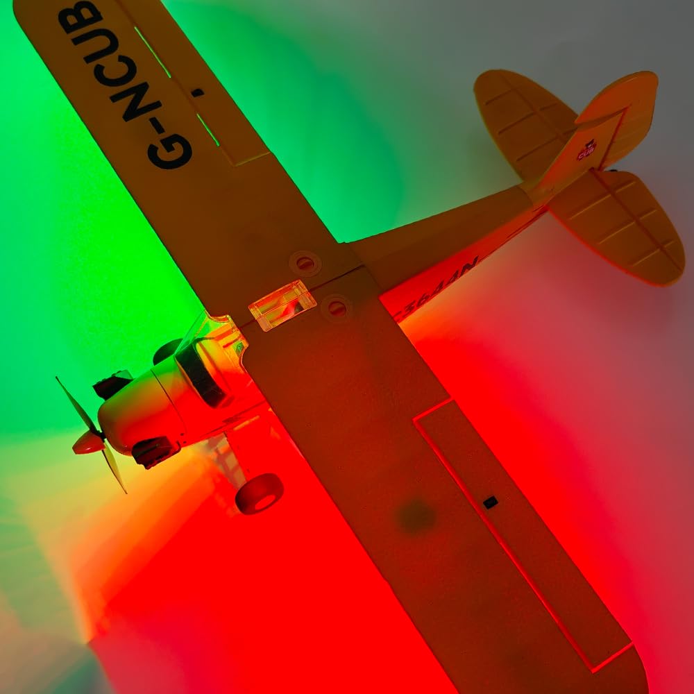 Park10 Toys J3-CUB RC Plane 5CH Remote Control Airplane for Adults 1406 Brushless Motor Outdoor 3D6G Fixed Wing Stunt RC Aircraft with Replaceable Parts (Yellow 2B+LED)