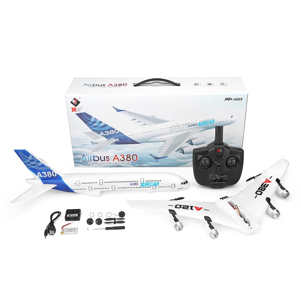 GoolRC RC Airplane, WLtoys XK A120 A380 Aircar Model Plane, 3CH 2.4G Remote Control Airplane, EPP Fixed-Wing RC Aircraft RTF Toy for Adults