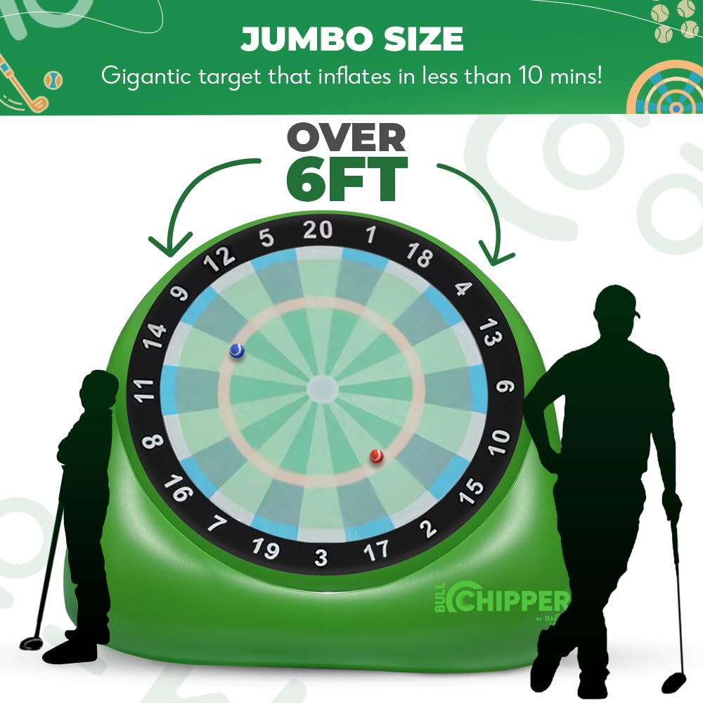 SWOOC Games® – Bull Chipper™ | Giant Golf Darts (Over 6ft Tall) w/ 10+ Golf Games | Backyard Game with Air Pump | Yard Game for Adults | Giant Outdoor Fun for Adults and Family | Outside Activity