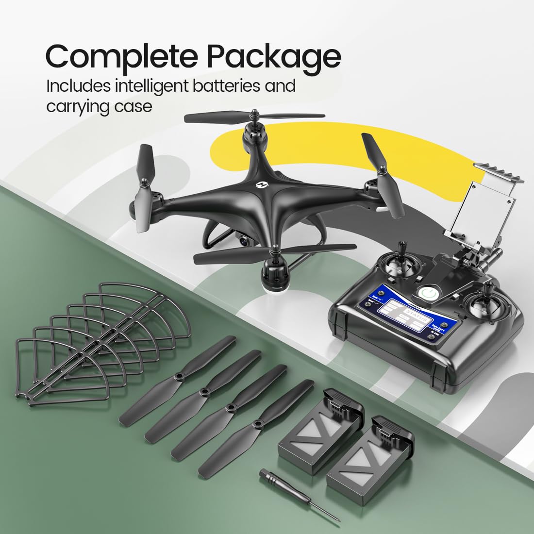 Holy Stone HS110D FPV RC Drone With 1080P HD Camera Live Video 120 Wide Angle WiFi Quadcopter With Gravity Sensor, Voice Control, Gesture Control, Altitude Hold, Headless Mode, 3D Flip RTF 2 Batteries
