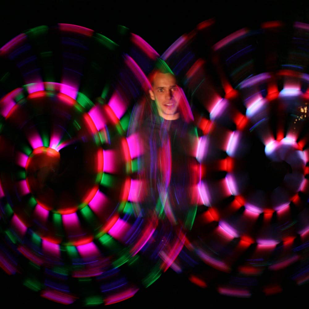 speevers LED Poi Optic Fiber Poi for Professionals - Exciting Light Show and Fast USB Charge - Strobe & Fade Light Programs - LED Prop for Spinners 1 Year Warranty