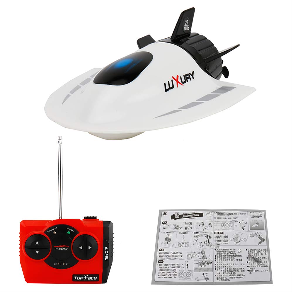 GoolRC Mini RC Submarine Boat, Remote Control Waterproof Diving Toy (White)
