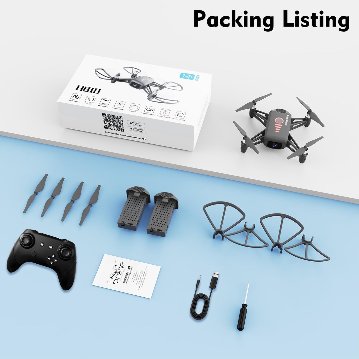 Drone with Camera for Kids 8-12 and Adults 1080P HD Mini FPV Drones with Headless Mode, 360°Flip, One-Key Take Off/Landing, Altitude Hold, Gestures Selfie, Gravity Control, 3 Speed Mode, Drone Gift Toys for Boys, Girls, Beginner Grey
