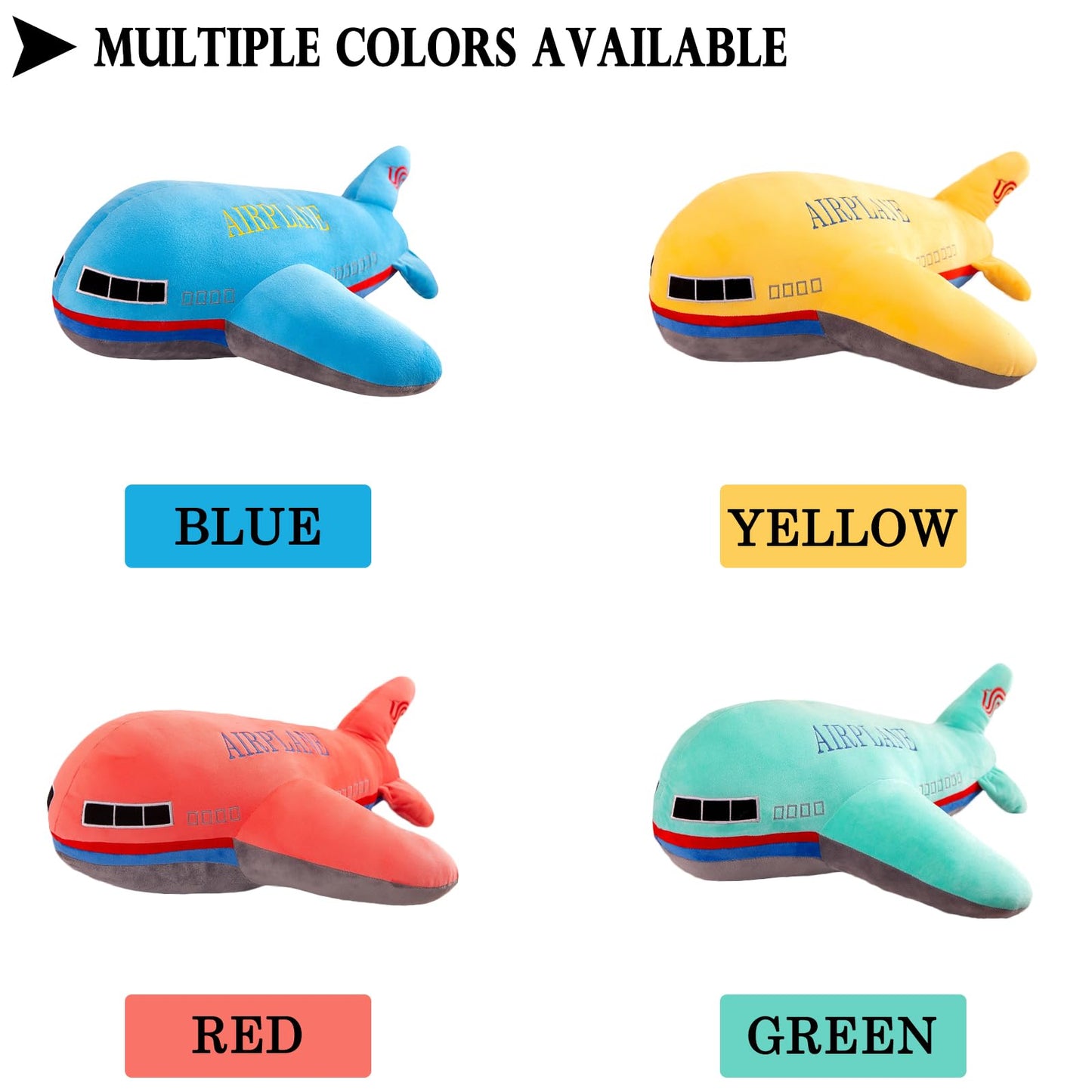zhidiloveyou 15.7" Airplane Plush Red Stuffed Plane Toy Aircraft Hug Pillow Gifts for Kids