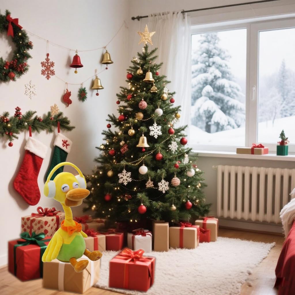 Talking Duck Toy Mimicking Recording Plush & Interactive Toy ,With Twisting Neck and Flapping Wings, Repeating What You Say,Singing, Recording, for Kids Gift for Boy & Girl(Headphone Duck Toy).