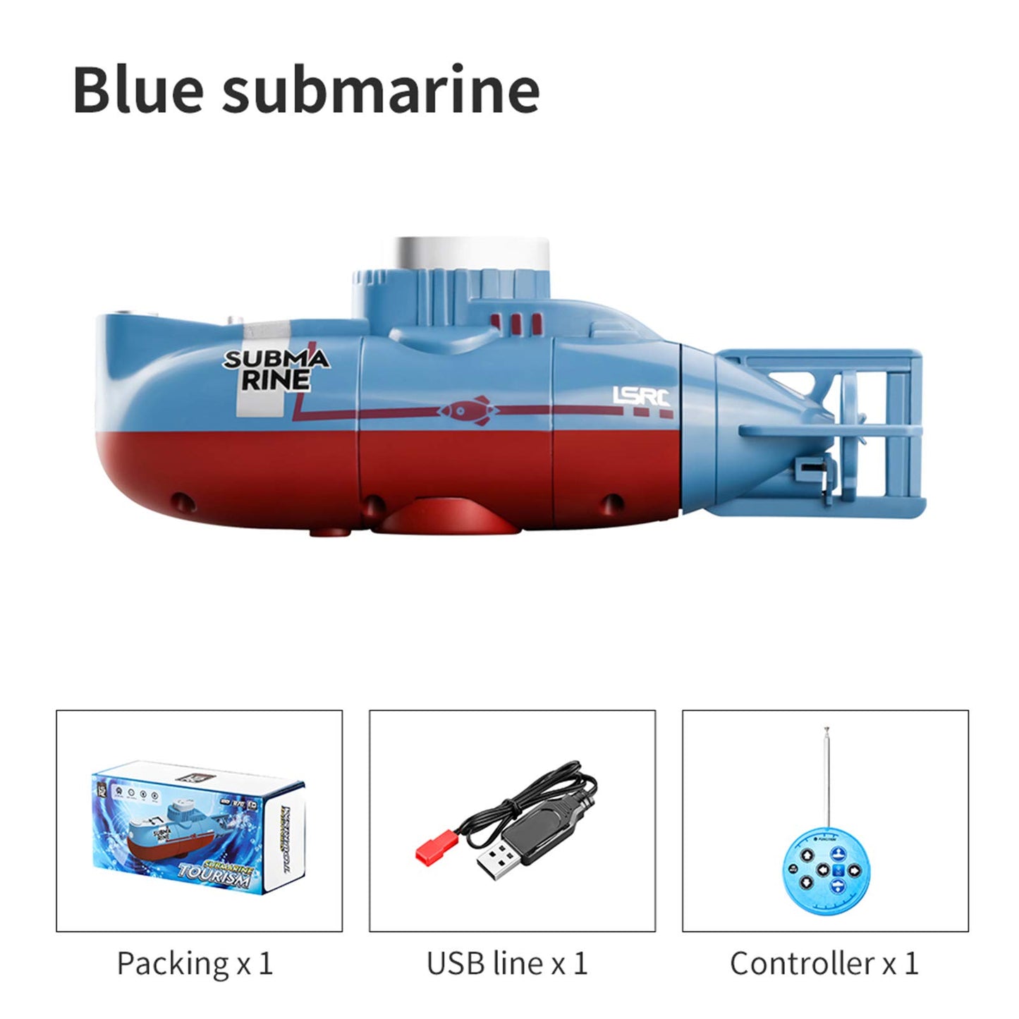 GoolRC Mini RC Submarine, LSRC-SMI Remote Control Boat Waterproof Diving Toy (Blue)