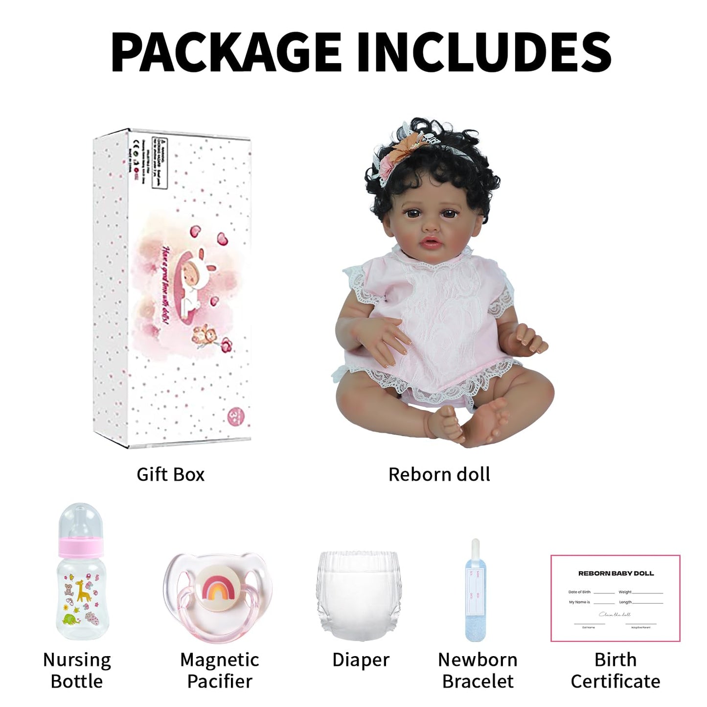 SCOM Reborn Baby Dolls Black Girl - 20 Inch African American Realistic Newborn Girl Doll, Lifelike Weighted Soft Body, Christmas Birthday Gift for Kids Age 3+