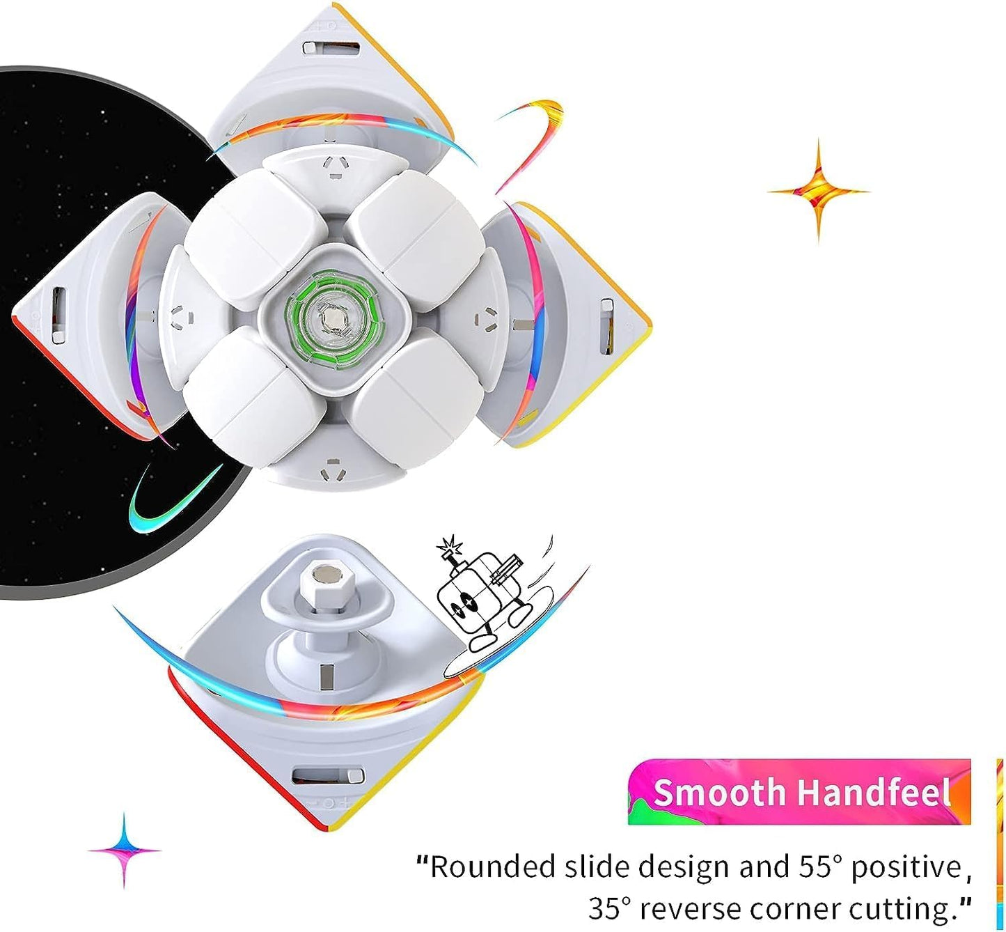 GAN 251 M Leap, 2x2 Magnetic Speed Cube Stickerless Speedcube Mini Cube Puzzle Toy for Beginner (UV Coated Primary Internal)