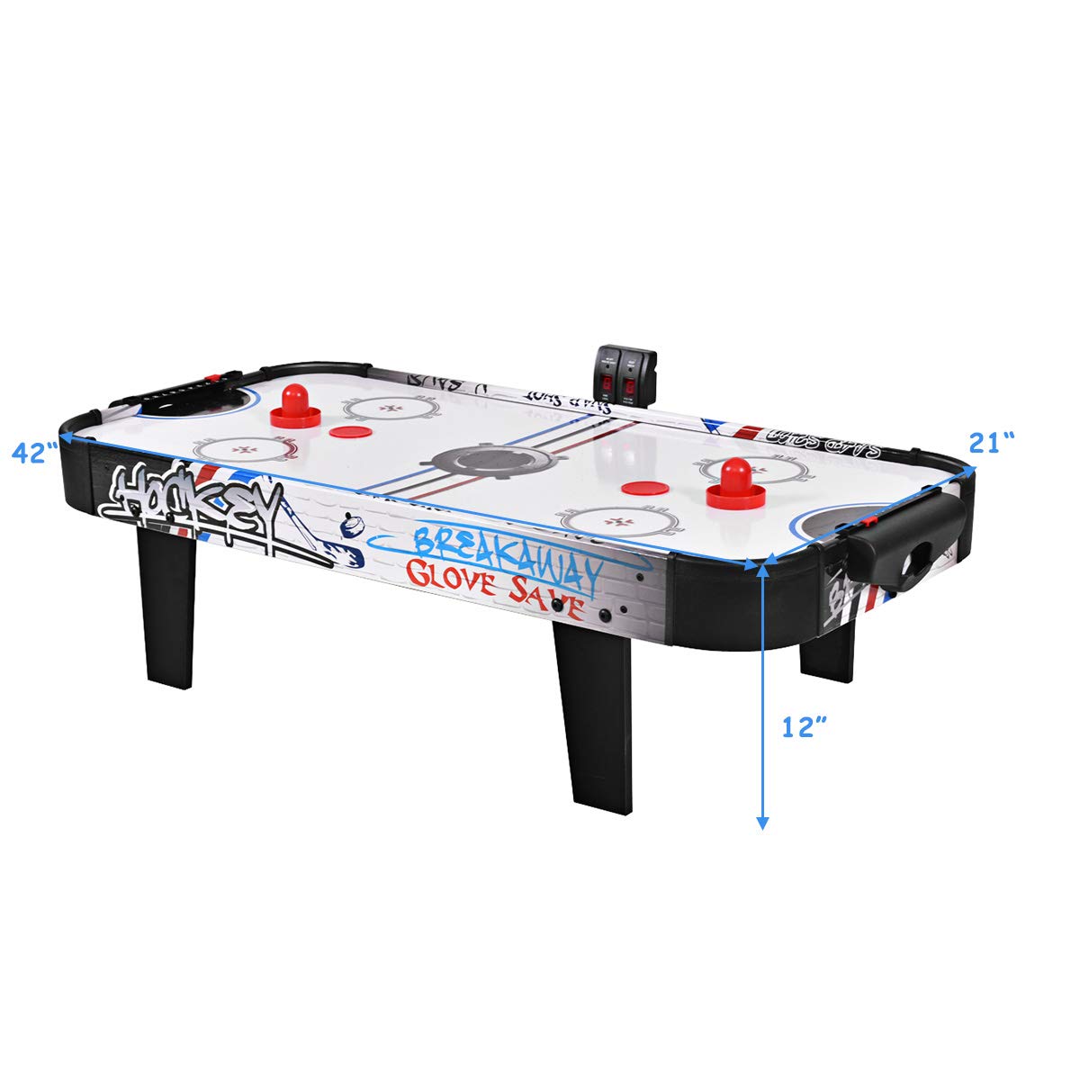 Goplus Air Hockey Table, 42 Inch Tabletop Air Hockey Game with LED Scoreboard, 2 Pucks, 2 Pushers, Powerful Motor, Indoor Arcade Table Gaming Set for Kids Gift