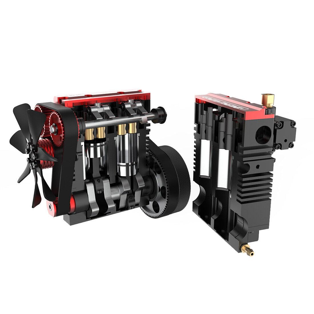LETDIYMOC Engine Model Kit That Runs for Adults, L2 Mini Engine ST-NF2 7cc Inline 2-Cylinder 4-Stroke Air-Cooled Full Metal Engine Build Kit Motor Physics Toy for Teachers - DIY Assembly Kit