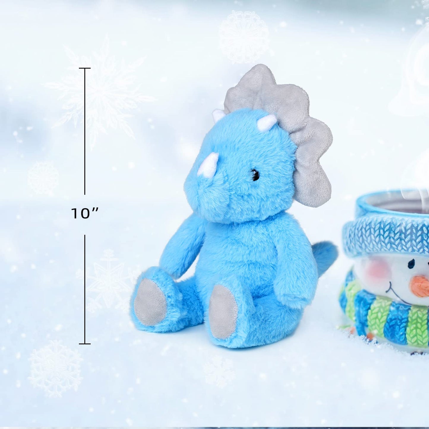 VANLINNY Dinosaur Stuffed Animals, Blue Dinosaurs Toy for Kids 3-5, Cute 9" Triceratops Stuffed Baby Plush, Soft and Comfort to Hug, Ideal Christmas Birthday Gift