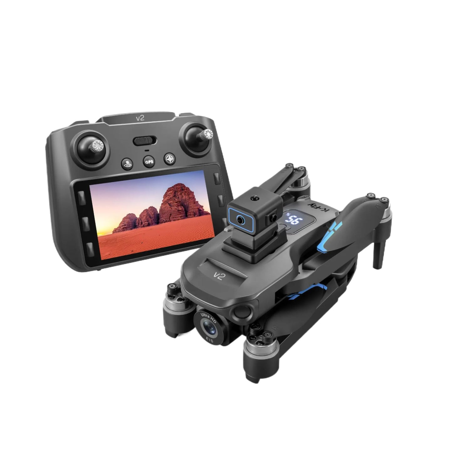 K-Fly Kosher Drone V2 - Dual Camera with Built-in Screen and Long Range Flight (No Smartphone or WiFi Needed)
