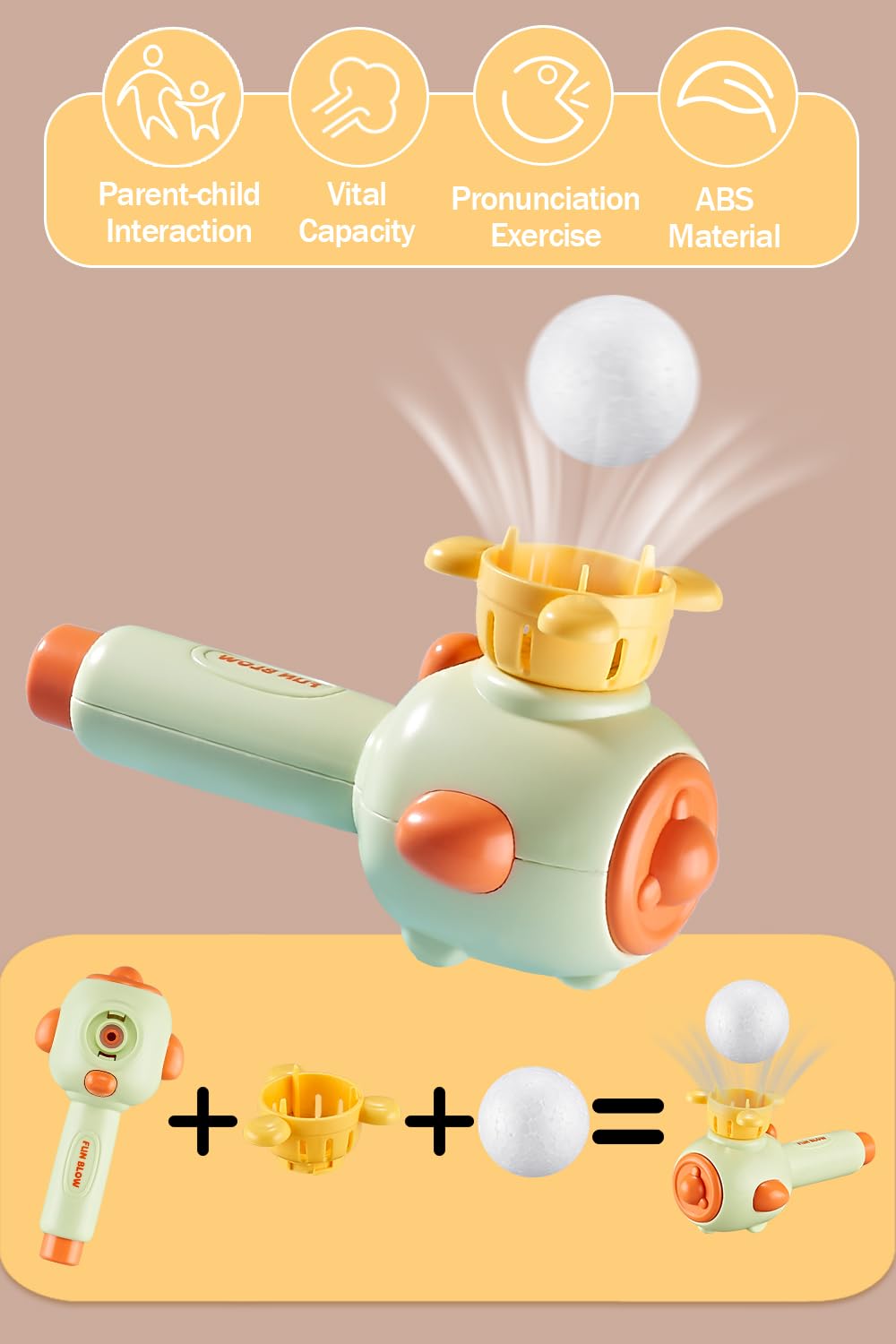 ARHEQI Breathing Exerciser for Kids, Sensory Toys with Whistle, Floating Blow Pipe Balls, Balloon Launcher, Autism Speech Therapy Toys for 3 4 5 6 7 Year Old Boys Girls Gifts- Green