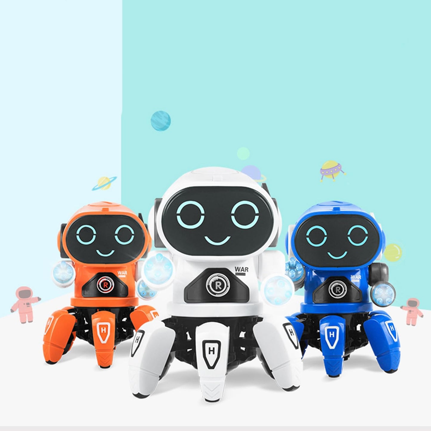 Aoaoy Light Six Claw Robot Toy, Flexible Moving Dance Music Shake Robot Toy with Clear Sound Quality (Orange)