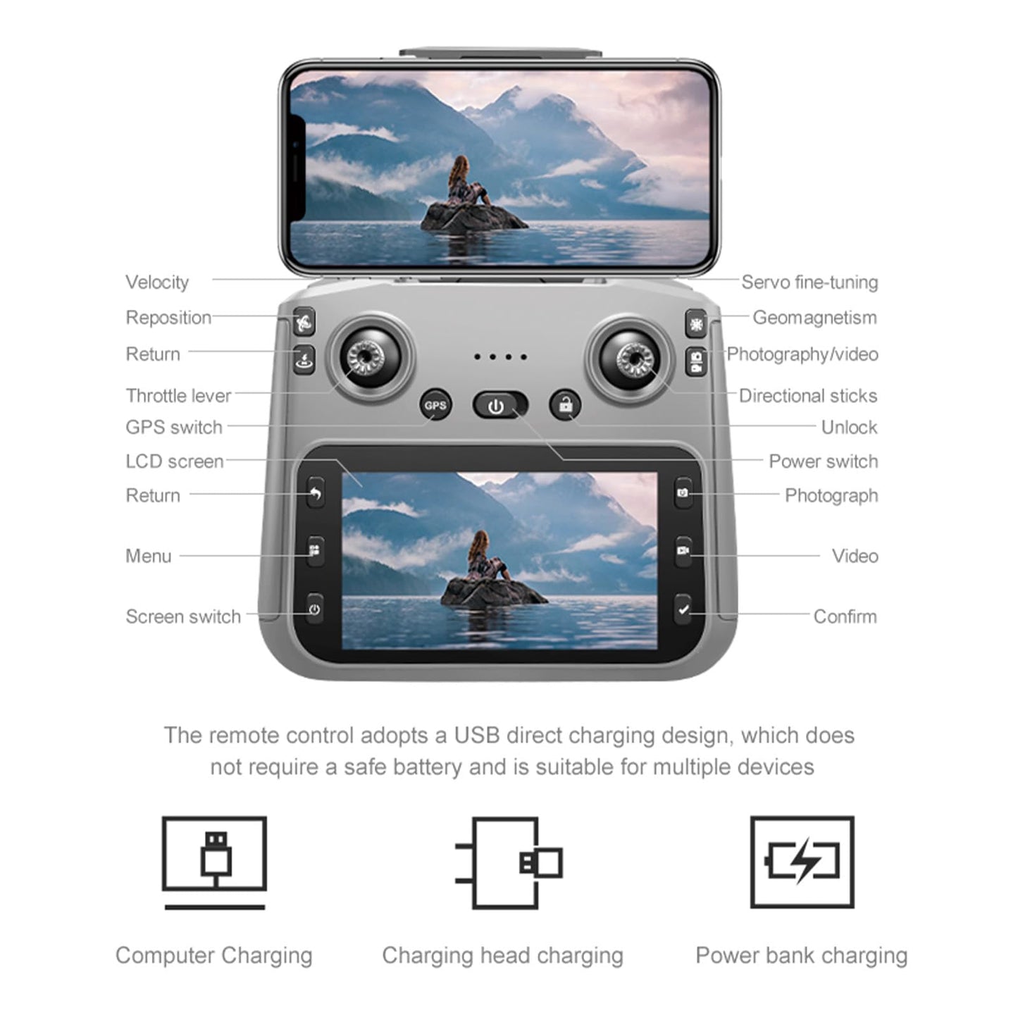 QQCHGOL GPS Drone with 2 Wide-Angle Camera 4K for Adult Beginner,5" Screen Control,360° Obstacle Laser Avoidance,45 Min Flight , FPV Drone with 2-Axis Gimbal,Auto Return,Follow Me, Circle Fly,BL Motor,2 Batteries