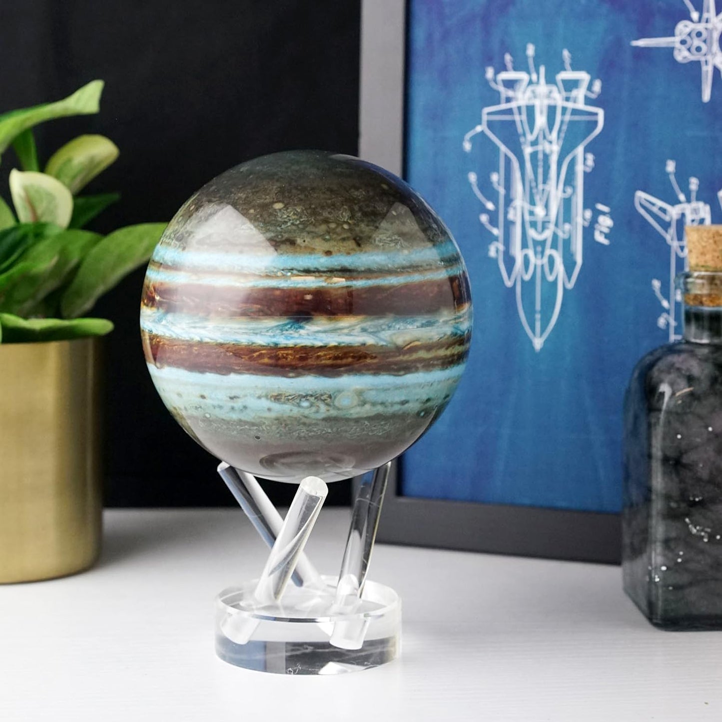 MOVA Globe - Jupiter Classic (4.5") | Solar-Powered Rotating Planet Display for Desk or Shelf | No Batteries or Wires | Floating-Style Space Decor