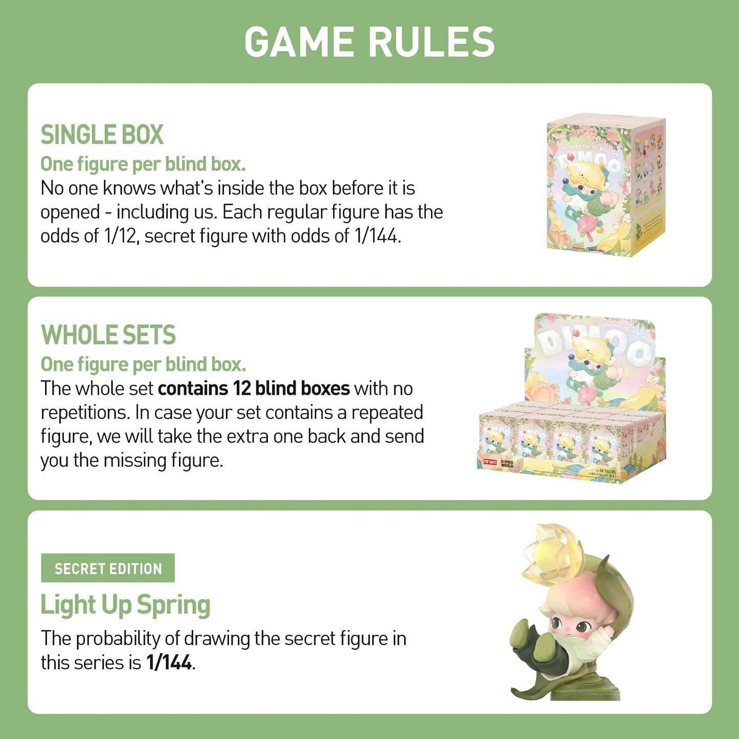 POP MART DIMOO Moments in Bloom Series Blind Box Figures, Collectible Action Figure Toys for Kids Adults Holiday Birthday Gift, Single Box