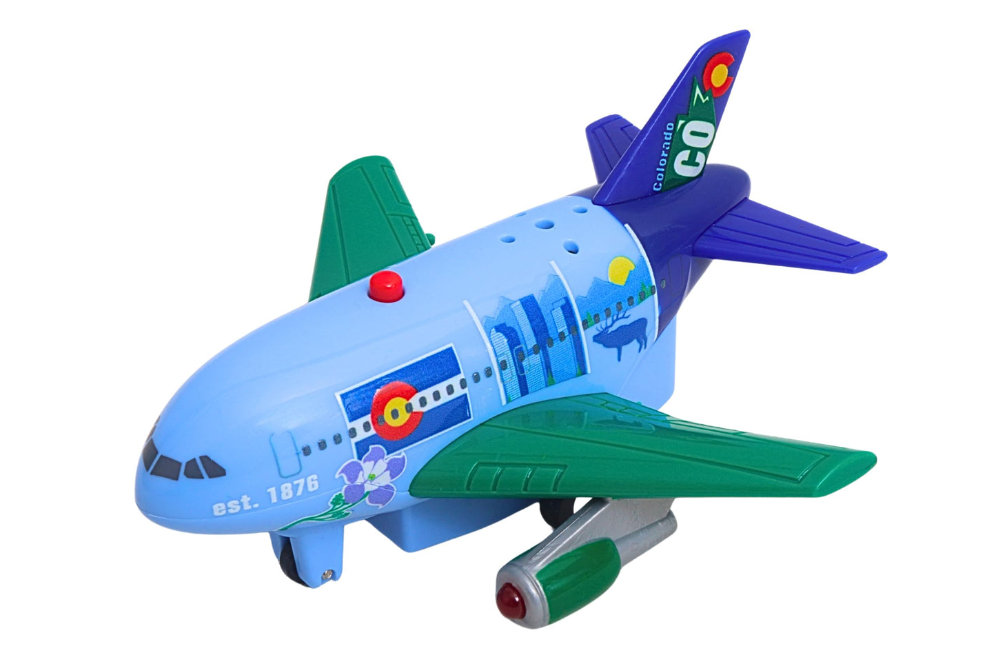 Daron Colorado Pullback Airplane – Light & Sound Jet Toy with Electronic Take-Off, 4¼-Inch Plastic Aircraft for Kids Ages 3+