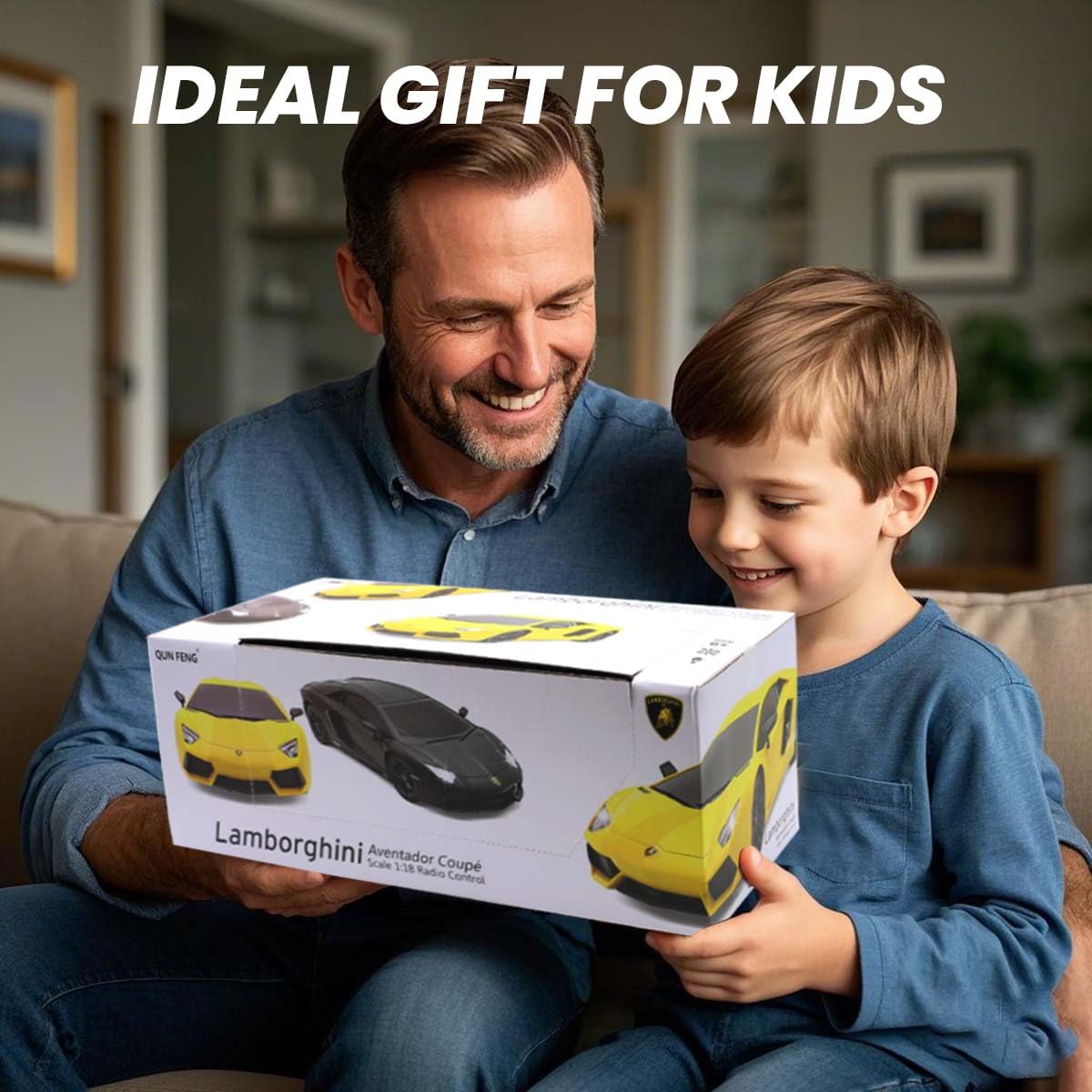 QUN FENG Official Licensed Lamo LP-700 1:18 Scale Remote Control Car for Kids 8-12 Years, RC Car with Rechargeable Battery 3.7V 500mAh, 2.4GHz Matte Black