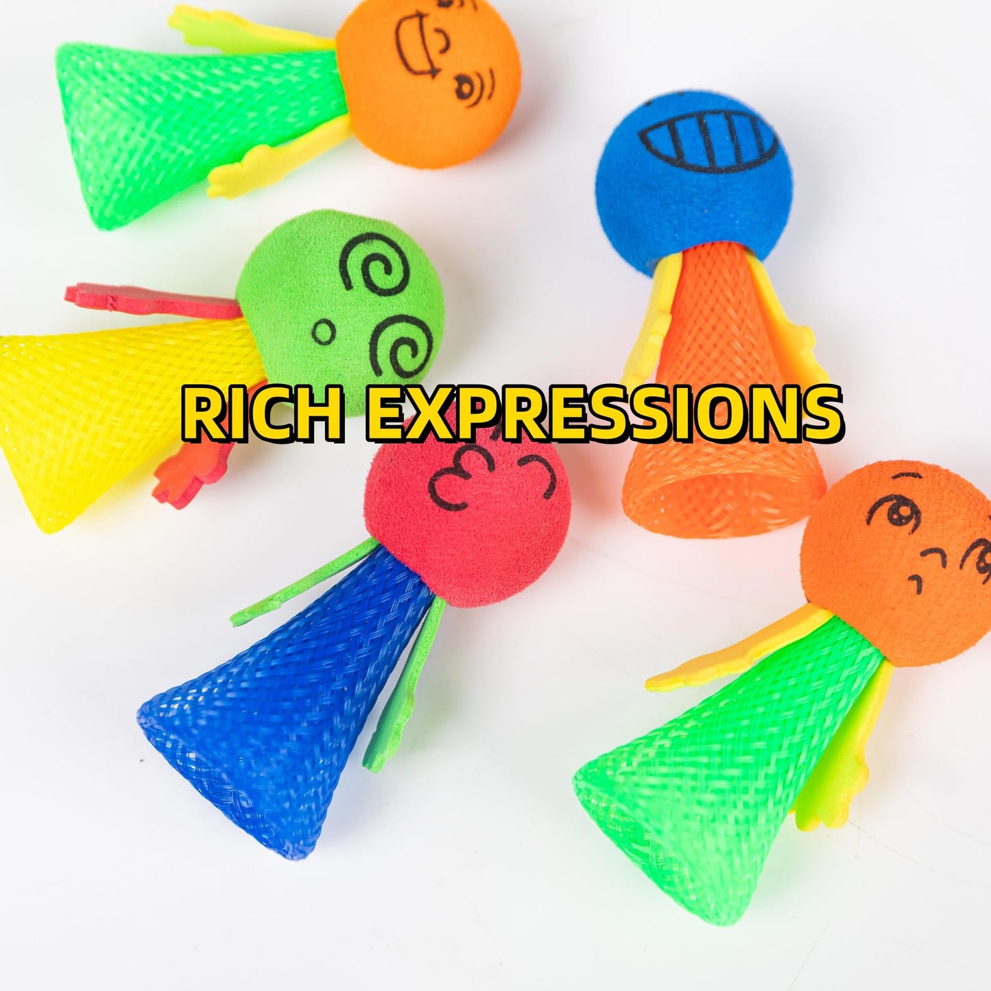 Nbguigdstr 48Pcs Jumping Spring Rockets Launchers Fidget Emoticon Popper Toys for Kids Party Favors,Valentine Day Birthday Return Gifts,Goodie Bags Pinata Stuffers,Classroom Treasure Box Prizes Bulk