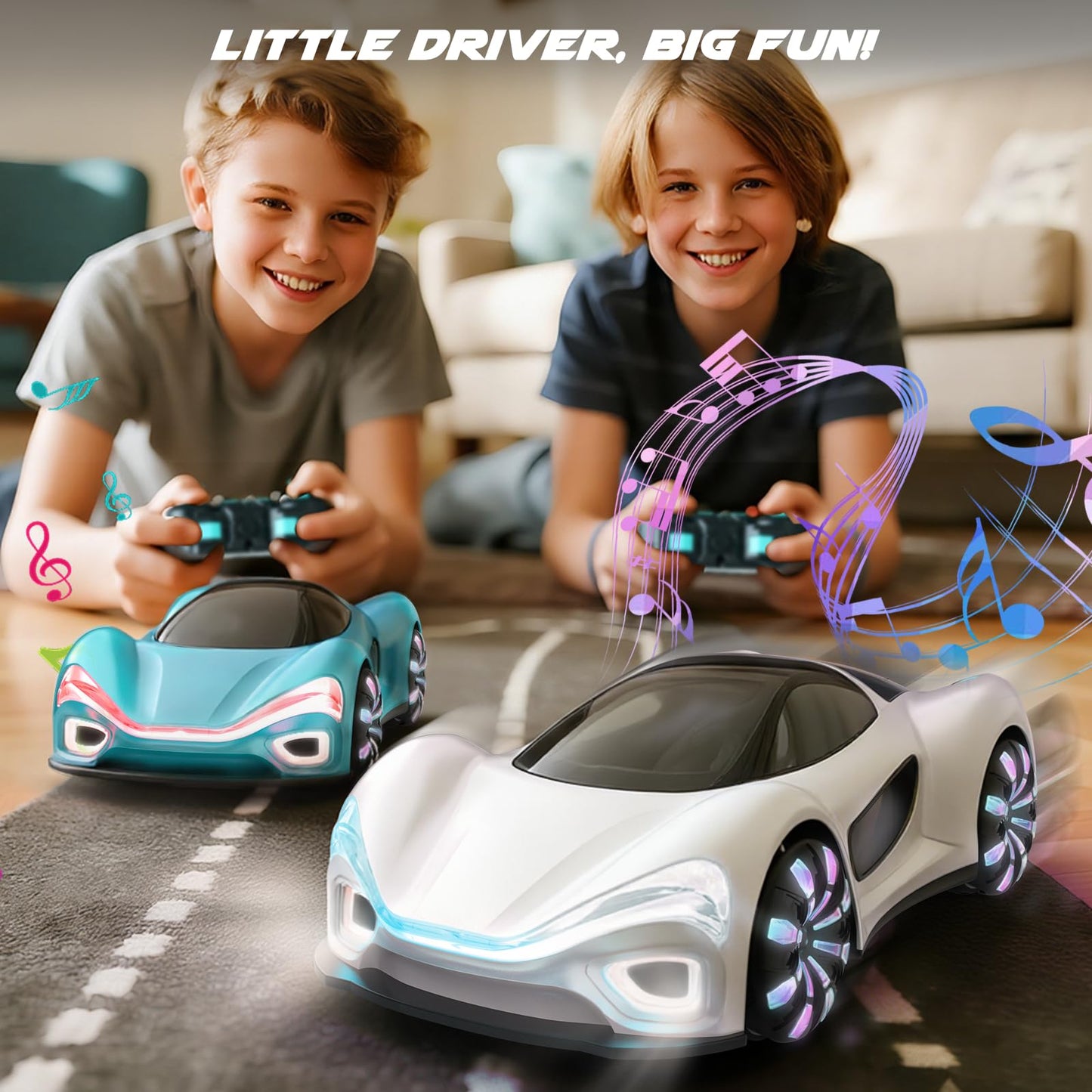 SIMREX Gesture Sensing Remote Control Car with Charging Dock - 360° Rotate Drift RC Stunt Car Toy, 40 Min Playtime, Dual Control, Spray Mist & LED Lights, Birthday Gift for Kids Boys Girls(Blue)