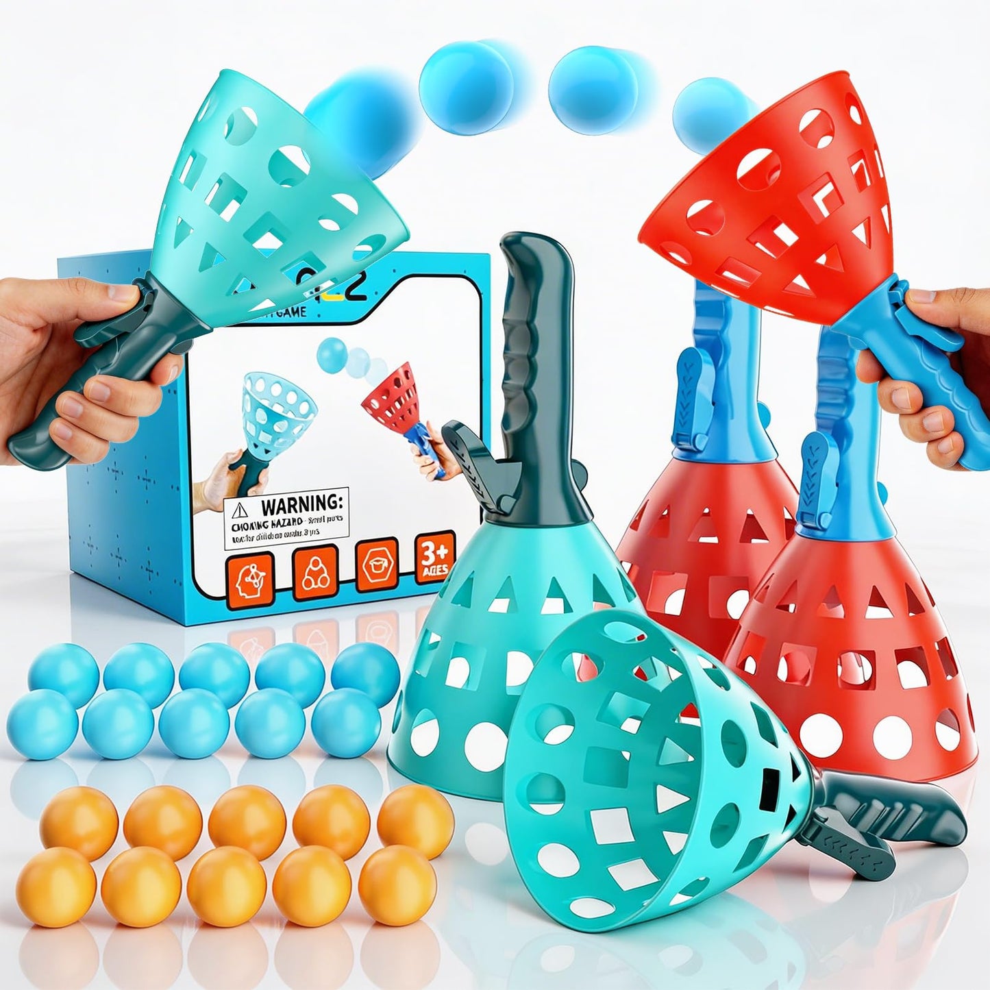 WOANZZ Pop Pass Catch Ball Game - Outdoor & Indoor Sport Toy for Kids Ages 3-5-7 4-8-12 Toss & Catch Game Set Pool Beach Lawn for Boys Girls Family Friends Yard Party Fun