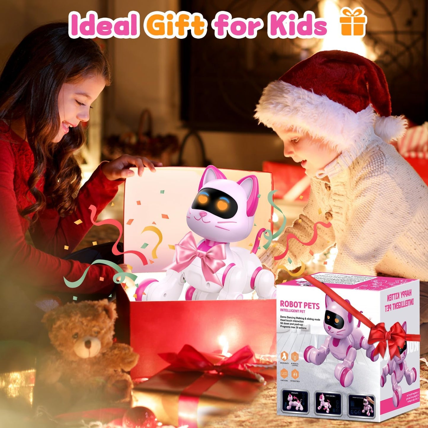 Robot Cat Interactive Toys for Girls: Remote Control Electronic Pink Kitty Pets - Robotic Can Dancing Touch Programmable Mechanical Cat for Kids Age 4-9 Christmas/Birthday Surprise Gifts