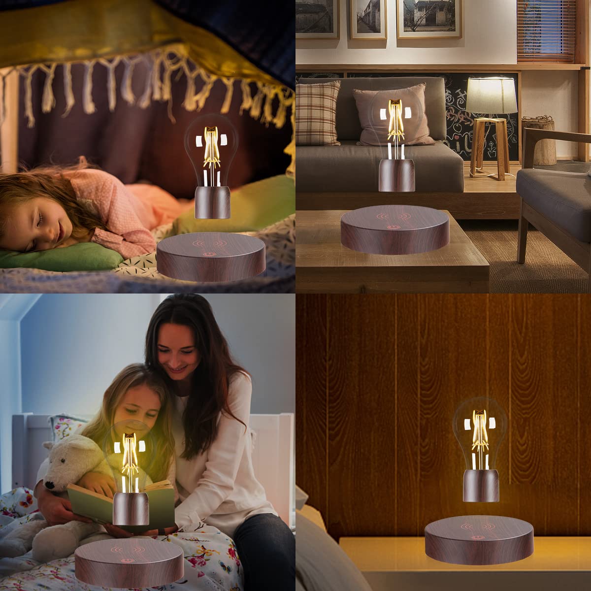 exekoml Levitating Light Bulb Lamp Floating and Spinning LED Bulb Light 360 Degree Rotating Magnetic Levitation Bulb Night Lights Table Lamps Home Office Decoration Desk Tech Toys