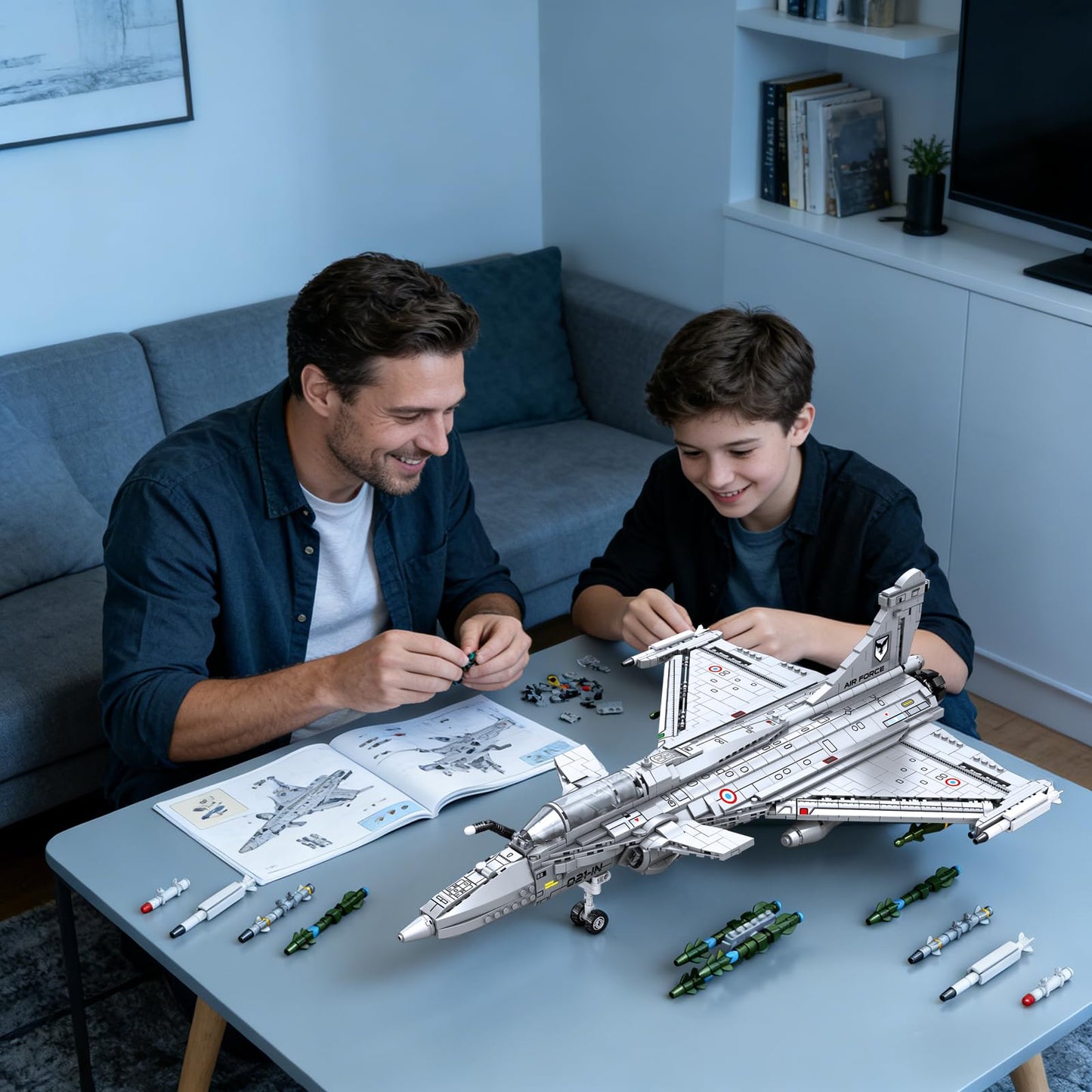 Reobrix Fighter Jet Building Set for Adults, Rafale Fighter Model Kit 33035,Collectible Military Airplane Model, Cool Aircraft Building Block for Home Decor, Ideal Gift for Military Fans and Adults