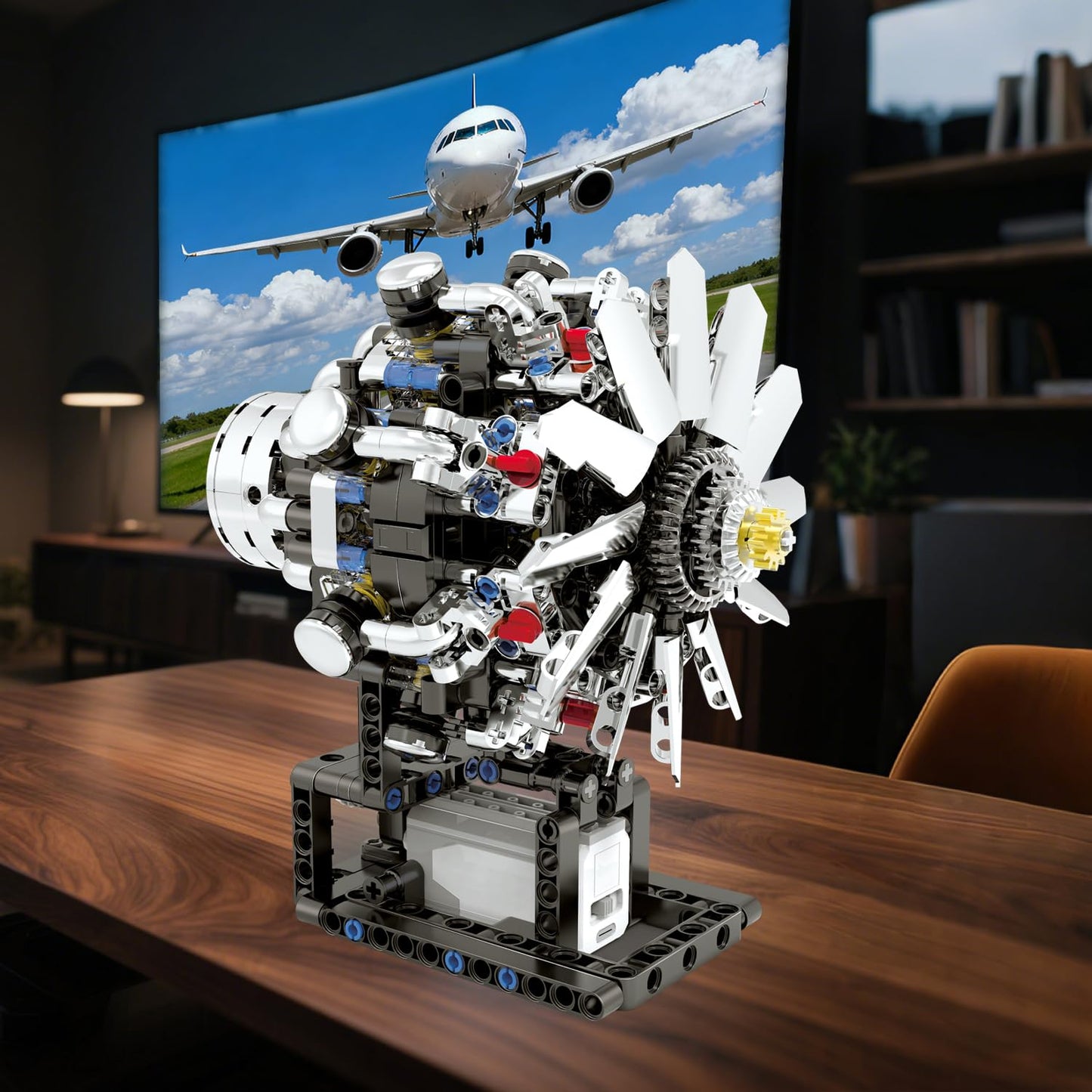 Turbojet Engine Building Set, Aircraft Engine Model kit that Run, Build Your Own Mini Aircraft Model Engine Kit with Motor, STEM Mechanical Physical Science Educational Toys for Kids Adults (558 PCS)