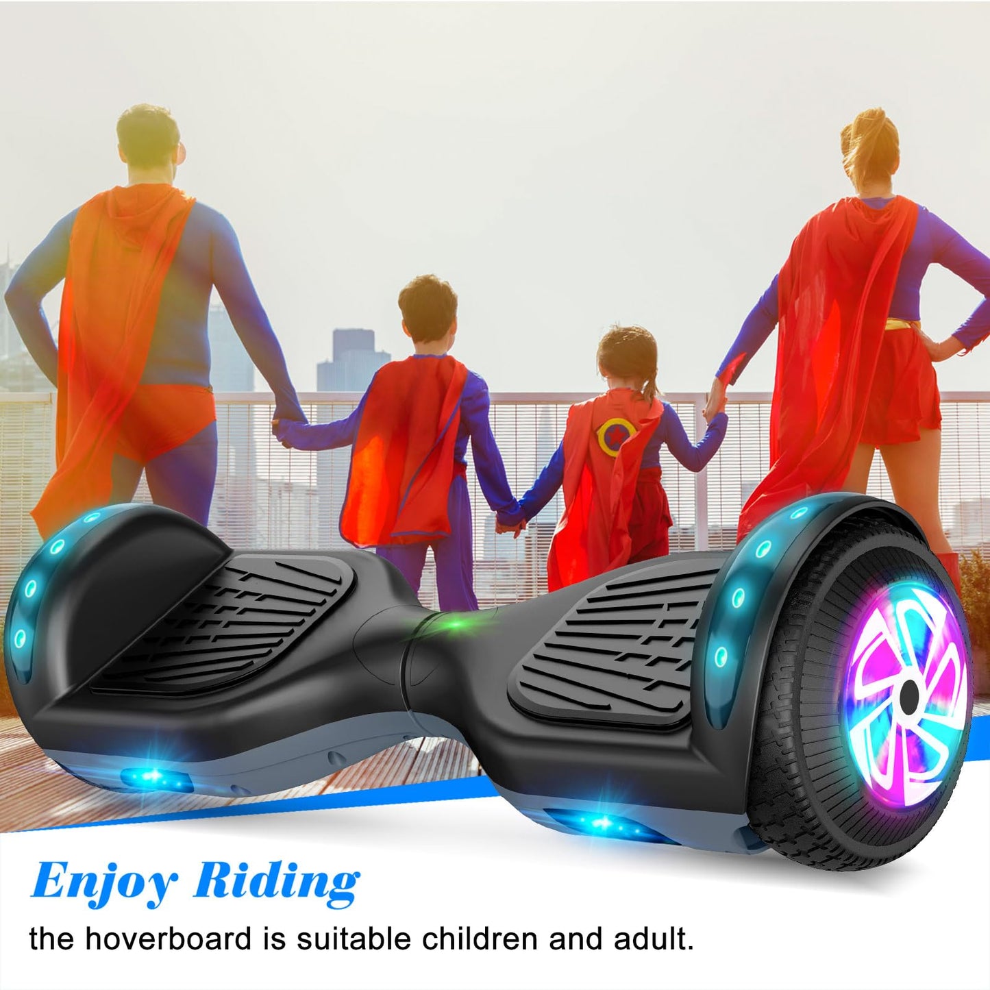 FLYING-ANT Hoverboard, Hoverboard with Bluetooth and LED Lights Self Balancing Electric Scooter 6.5" Two-Wheel Hoverboards for Kids and Teenagers