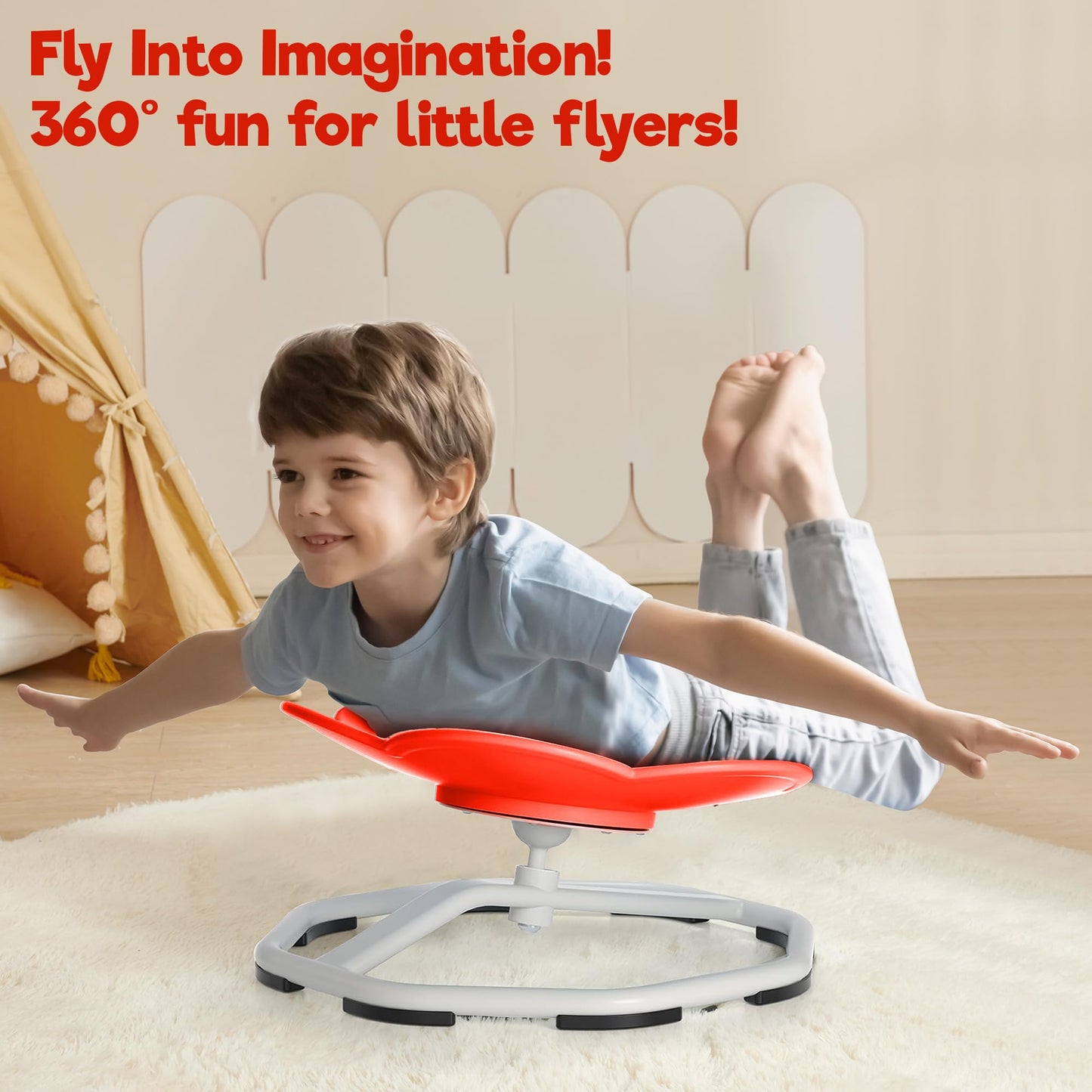 Almast Kids Spinning Chair for Autistic Kids – (Red) Cat’s Paw Shape Sensory Spinning Chair | Indoor Autism Toy | Ages 3+ | 220 lbs Capacity