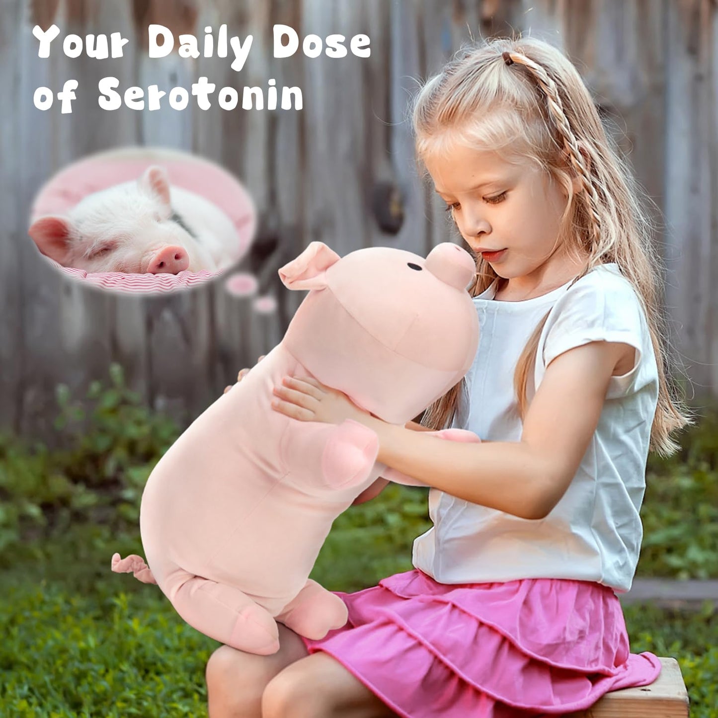 MaoGoLan Pink Pig Stuffed Animal Plush Pillow– 24" Giant Stuffed Pig Toy, Soft Hugging Piglet Toy for Kid Girl Boy & Adults, Perfect Piggy Birthday Gift, Baby Shower Party Favor Decor