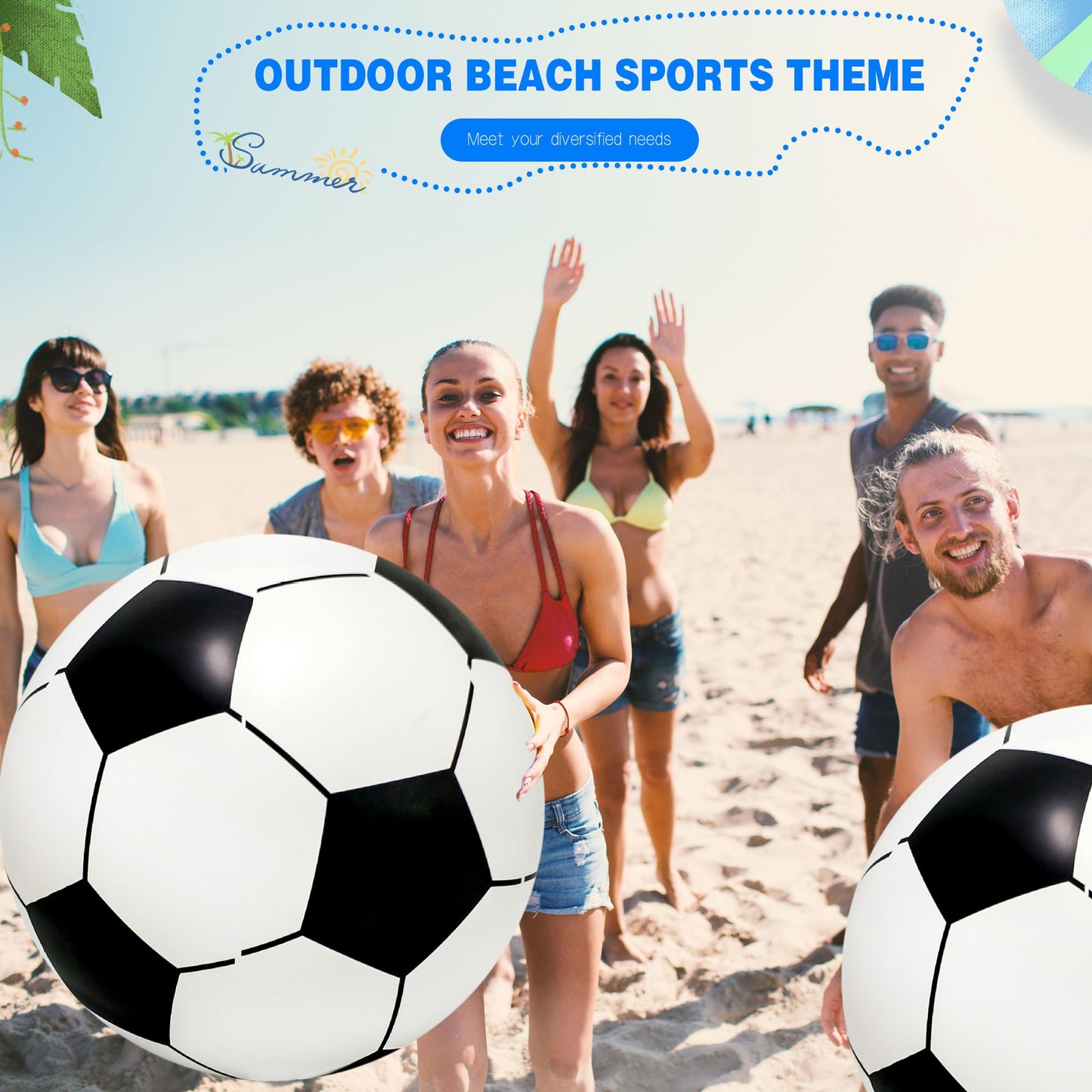 Sonarun 2 Pack 24 Inch Large Inflatable Soccer Balls Giant Beach Game Balls Jumbo Blow Up Soccer Balls Toys for Soccer Ball Sports Outdoor Summer Pool Beach Party Favors