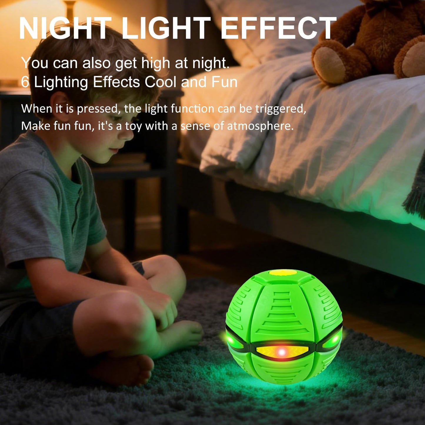 Kikkavo Magic Bouncing Ball 6-Light Dual Form – Pop up, Meta Ball Metaball Transforming Design – Flying Saucer Bouncy – Interactive Bouncing Balls for Parent-Child Interaction – Gift Pack –Green