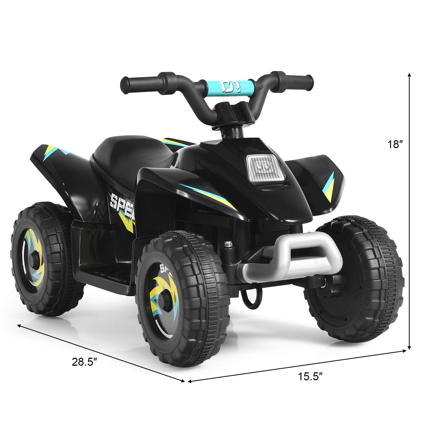 Costzon Kids ATV, 6V Battery Powered Electric Quad, Forward/Reverse Switch, Rear Wheeler Motorized Ride On Mini Vehicle Car for Toddlers Boys Girls, Ride on ATV (Black)
