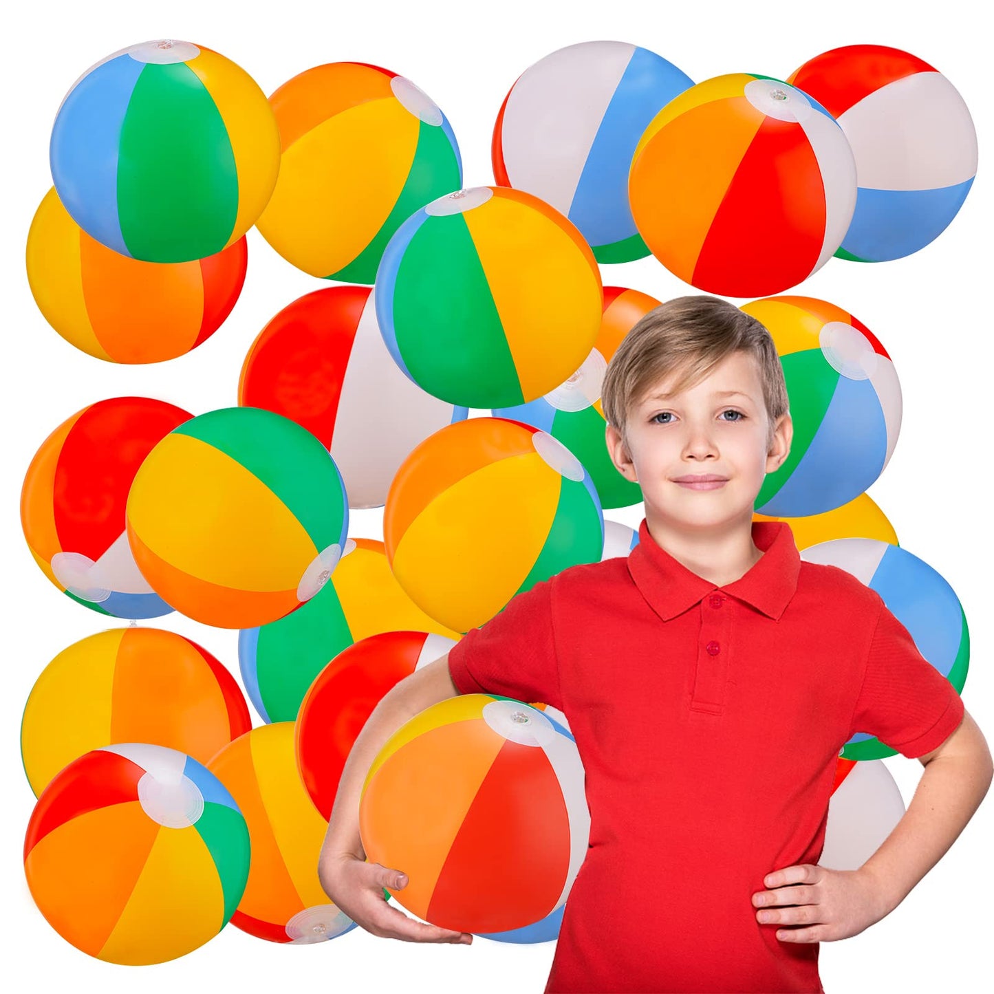 SCIONE Beach Balls Bulk 24 Pack - 9" Inflatable Beachballs Swimming Pool Toys for Kids Summer Water Games, Kids Birthday Party Favors Lua/Hawaiian Tropical Theme Decorations Supplies