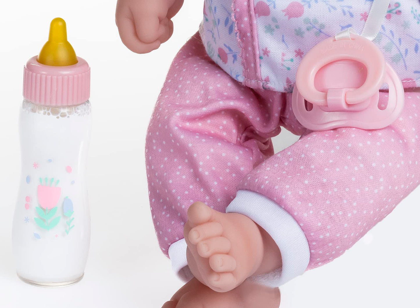 JC Toys La Baby Caucasian 16-inch Small Soft Body Baby Doll La Baby | Washable |Removable White and Pink Outfit w/Hat, Pacifier & Magic Bottle | for Children 12 Months +