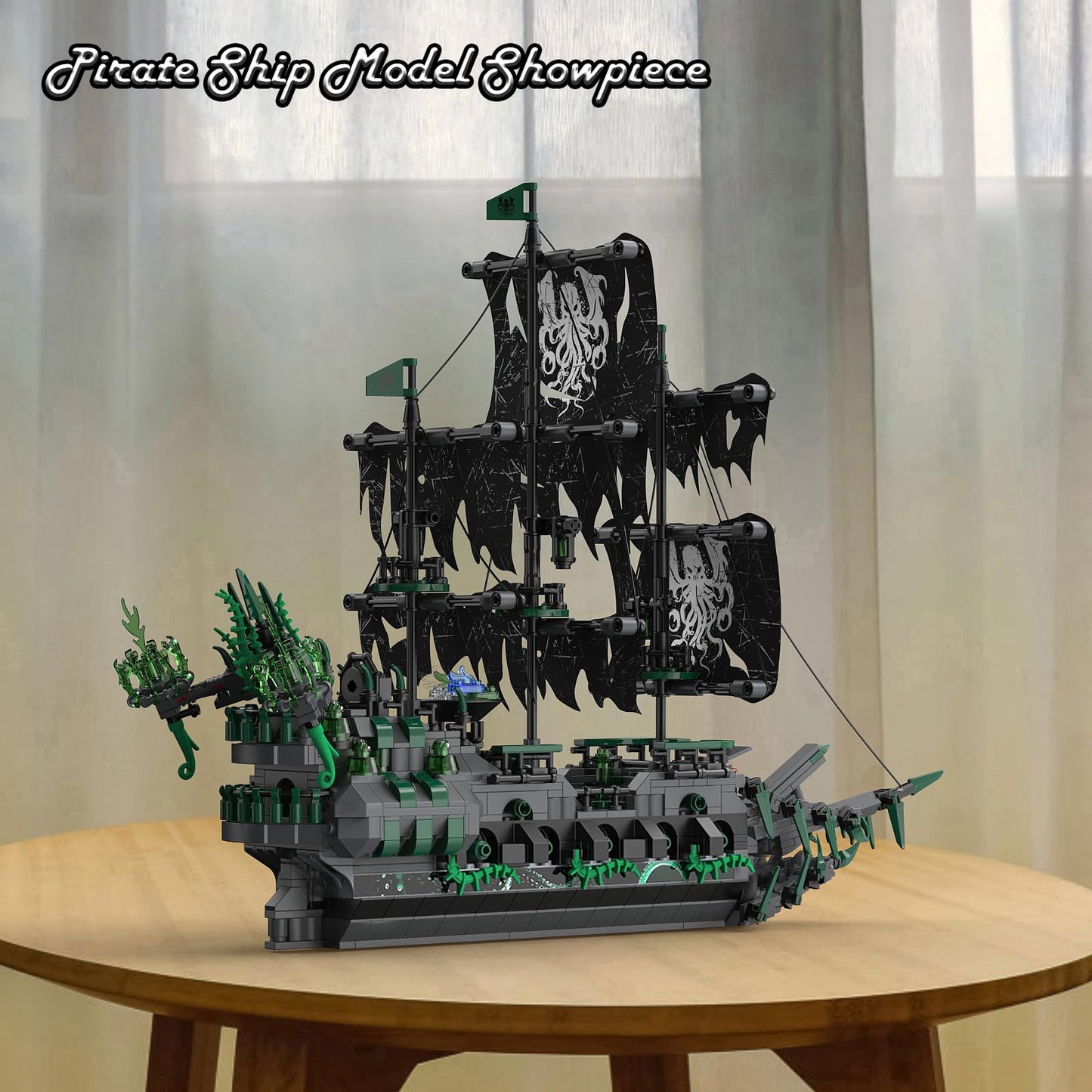 JMBricklayer Pirate Ship Building Toys with Lights, Ghost Ship Flying Dutchman Model Ship Boat 40001, Toy Building Sets for Adults, Easter Decor Christmas Birthday Easter Gifts (1100 PCS)