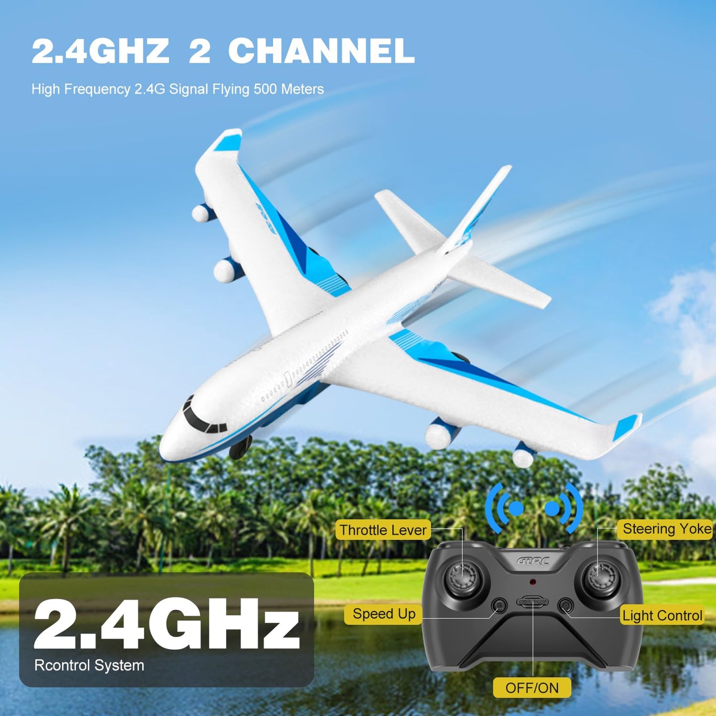 4DRC G2 Foam Remote Control Airplanes RC Planes for Kids Adults, RC Airplane Fighter Jet with 3 Battery for Beginners Adult Light, Airplane Toy Gifts for Kids Boys (3 Battery)