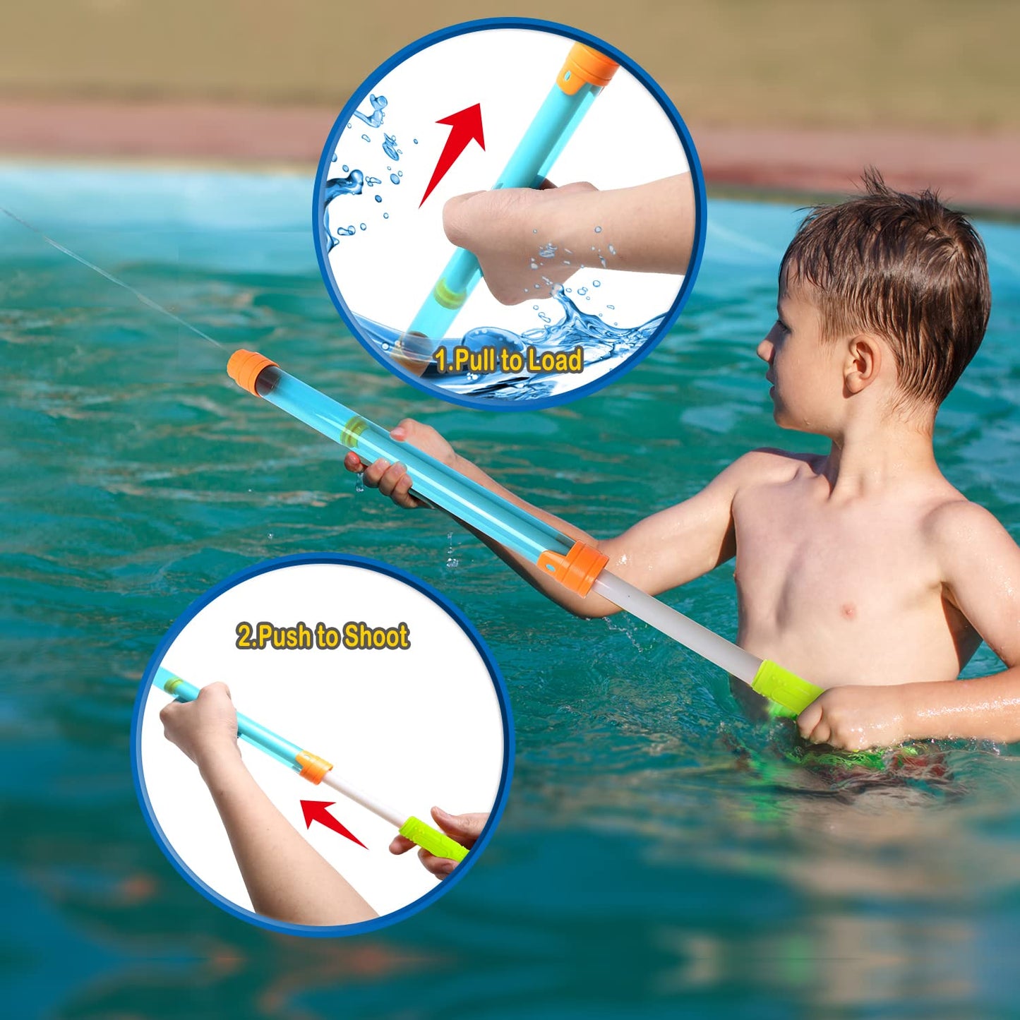 Elovien Water Guns Squirt Toys for Kids, 4 Pack Water Soaker Blaster, 35 ft Range Water Squirter for Summer Outdoor Fun, Pool Beach Water Shooter for Boys Girls Adults