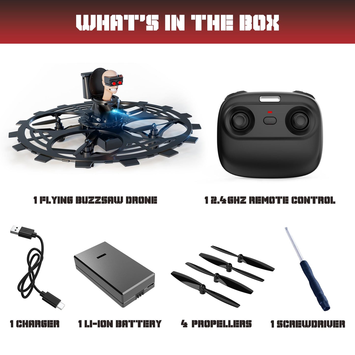Force1 Officially Licensed Skibidi Toilet Toy RC Drone- Jetpack Flying Buzzsaw Drones, Headless Mode, Altitude Hold, Speed Control, Rechargeable 2.4GHz Remote Control
