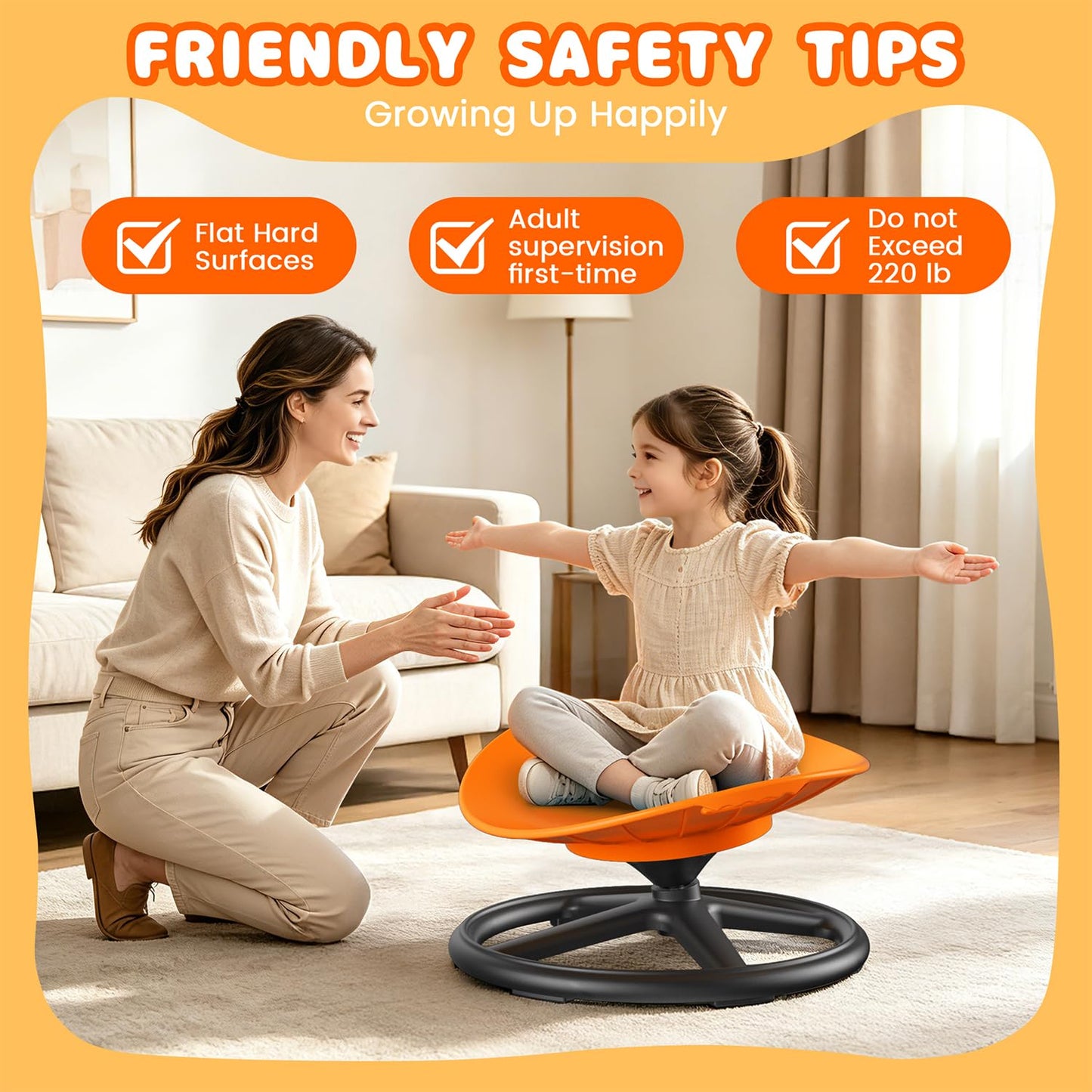Tylunke Spinning Chair for Kids 360ยฐ Sensory Spinning Chair, Sensory Chair for Autistic & ADHD Kids, Kids Spinning Chair & Swivel Chair for Kids for Home Classroom Playroom