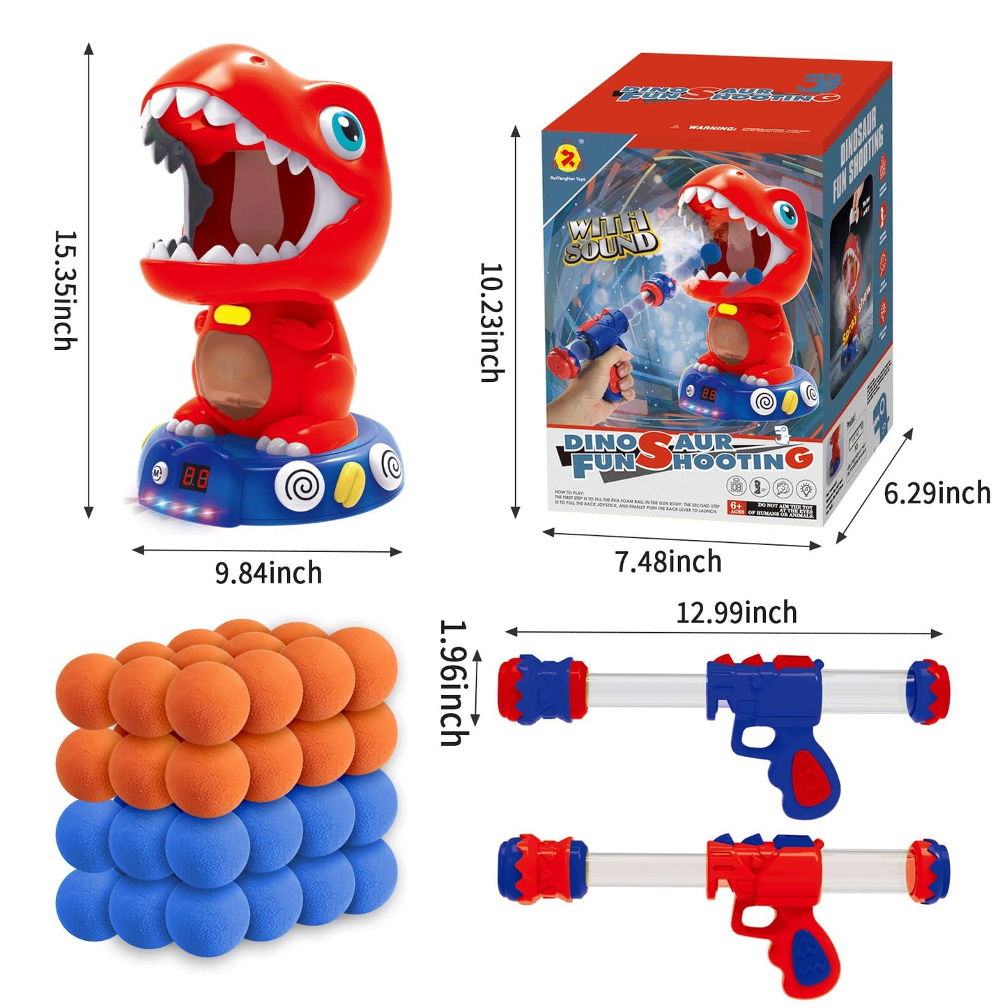 Movable Dinosaur Shooting Toys for 4 5 6 7 8 Year Old Boys Girls - Dinosaur Shooting Game with Score Record, Mist Spray, Light & Sound, Kids Christmas Birthday Gift