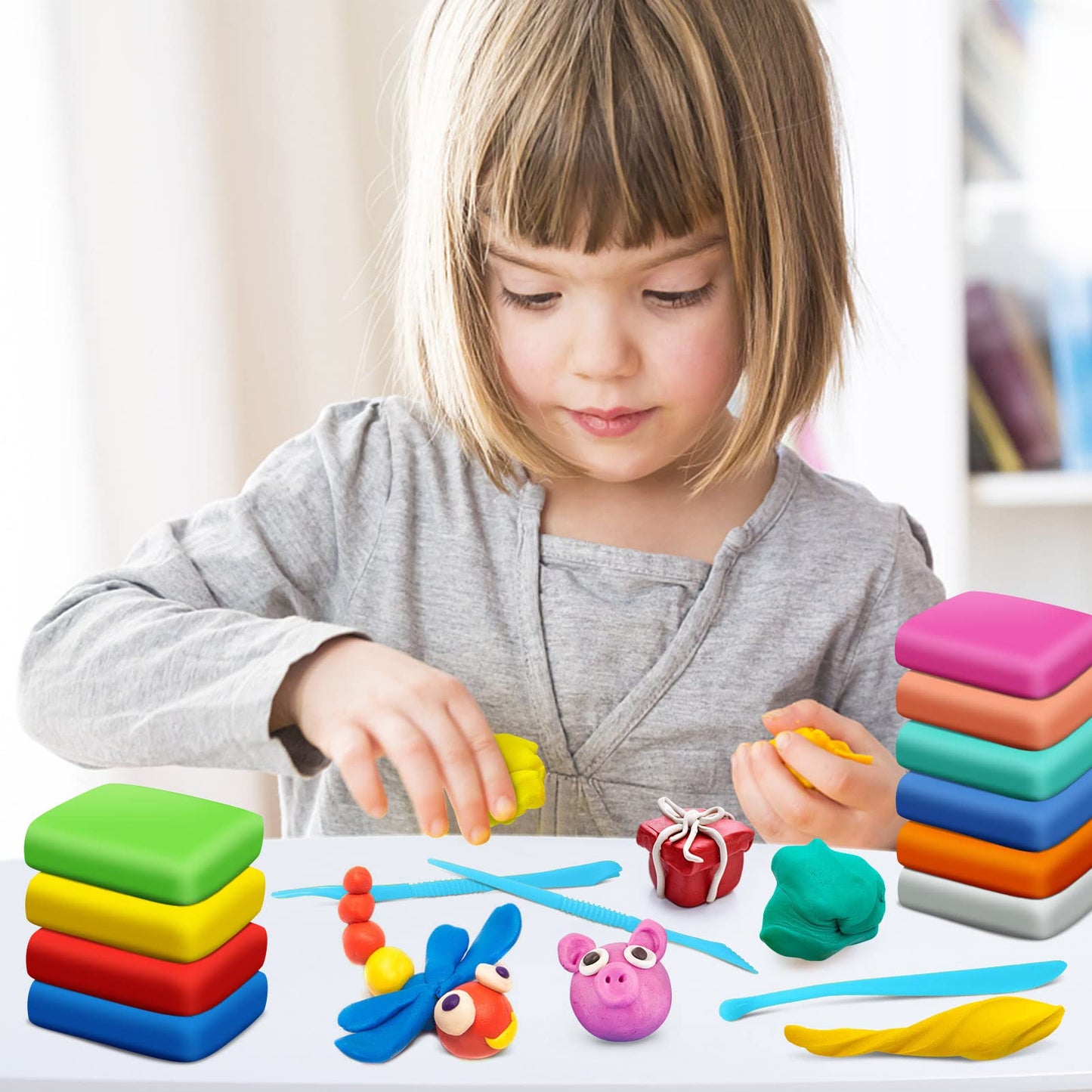 Magic Clay - Air Dry Clay 60 Colors, Modeling Clay for Kids with Tools, Soft & Ultra Light, Toys Gifts for Age 3 4 5 6 7 8+ Years Old Boys Girls Kids