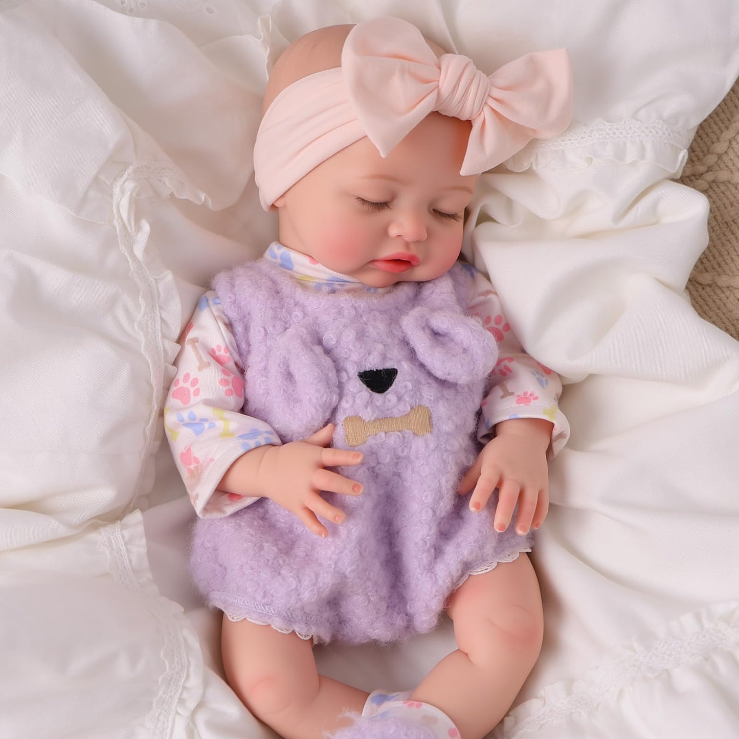 BABESIDE Silicone Baby Doll - 16 Inch (Weight 4Lb) Reborn Baby Dolls Silicone Full Body Platinum Silicone Weighted Realistic Sleeping Newborn Lifelike Preemie Doll Gift for Collectors & Kids Age 3+