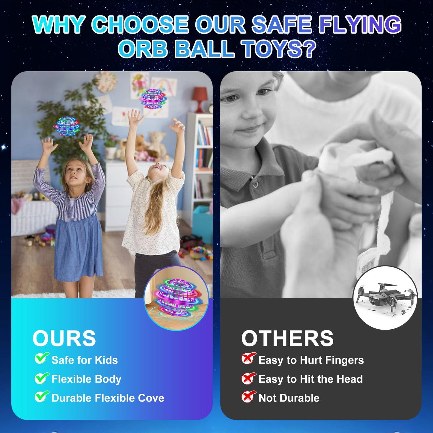 Flying Orb Ball Toys Cosmic Globe Soaring Magic Hover Hand Controlled Boomerang Spinner Mini Orbit Drone Kids Adults Outdoor Cool Stuff Toys Gift for 6 7 8 9 10+ Year Old Boys Girls Teens