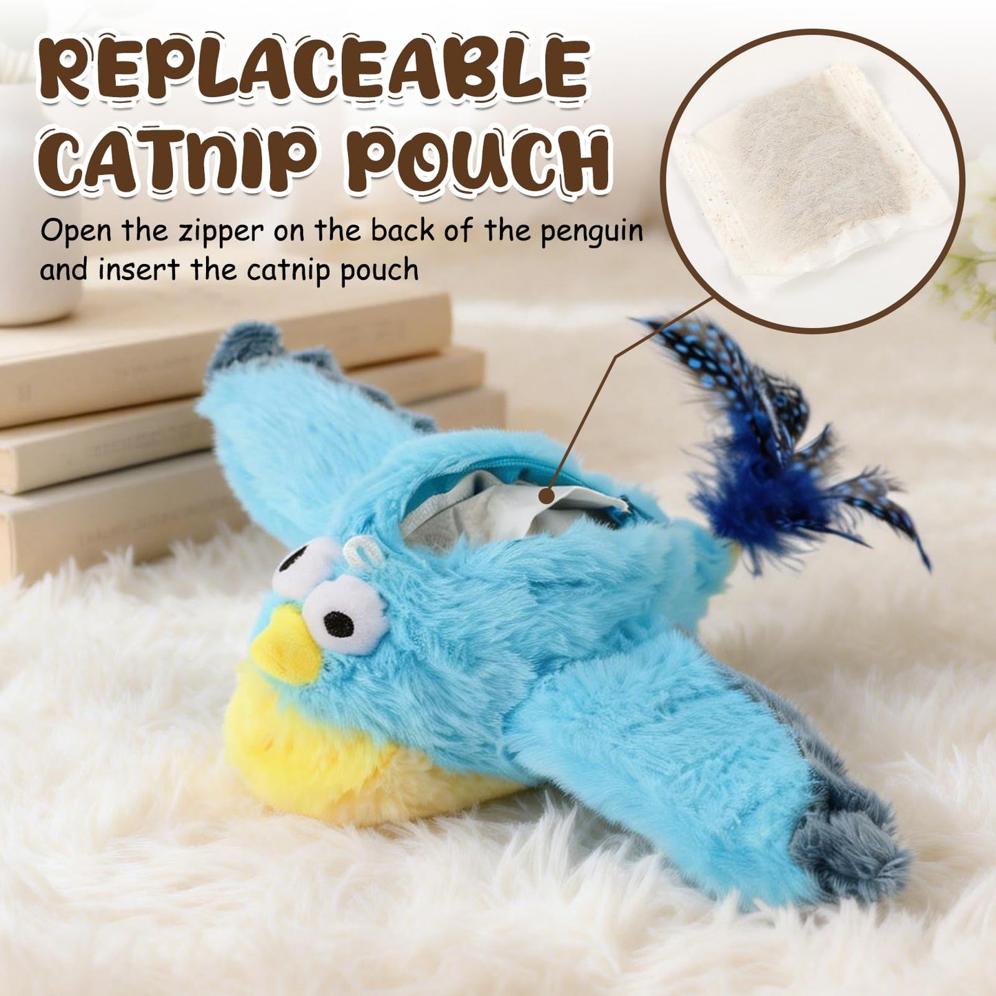 Interactive Chirping Bird Cat Toy,2026 New Flying Bird Cat Toy Flapping Bird Toy,Simulation Chirping Bird Toys Interactive Cat Toys for Bored Indoor Adult Cats (A)